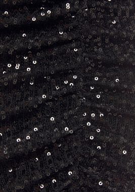 LASCANA Paillettenrock mit seitlicher Raffung, elastischer Minirock, festlich