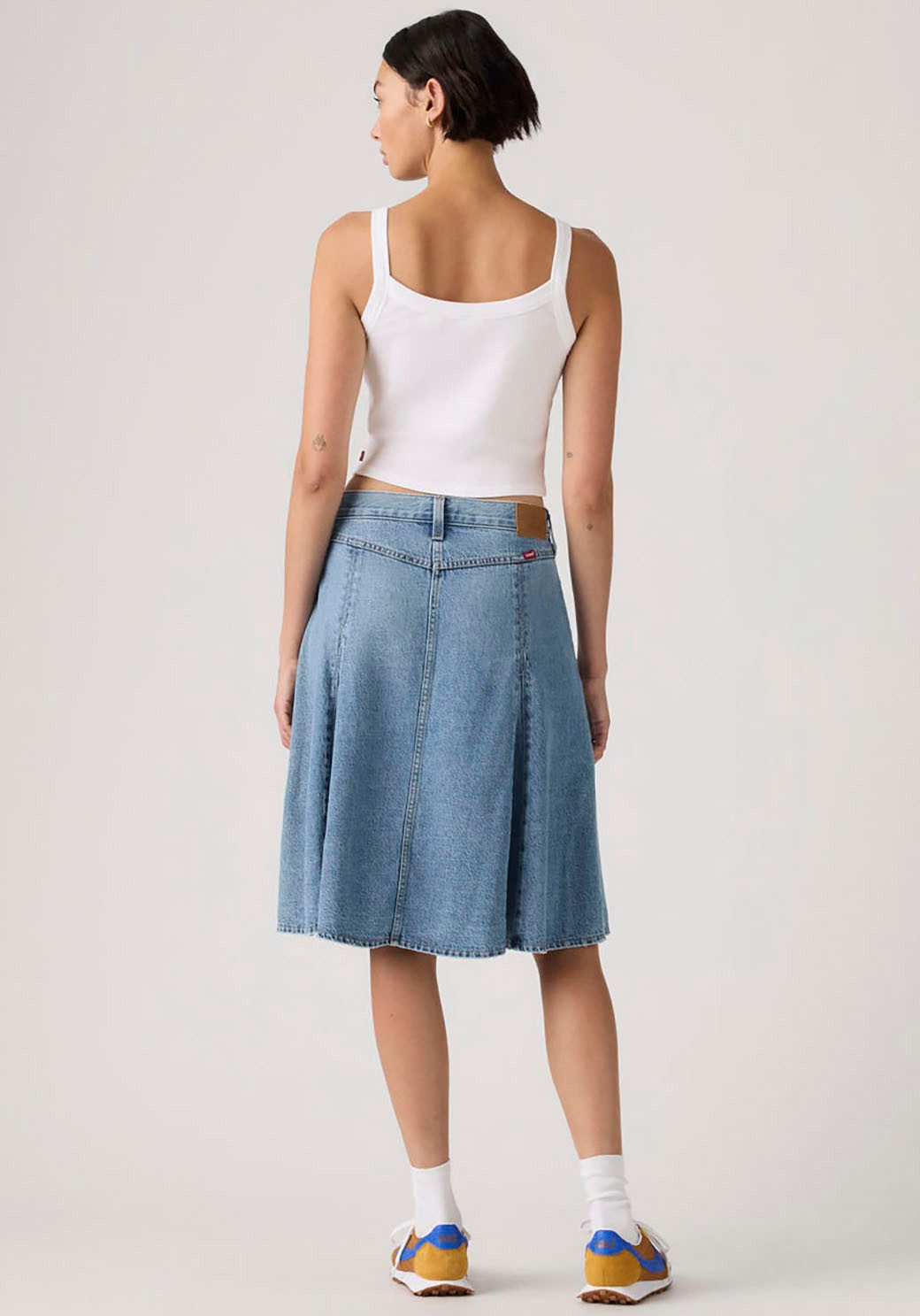 Levi's® Jeansrock GODET KNEE LENGTH SKIRT Midirock mit Falten