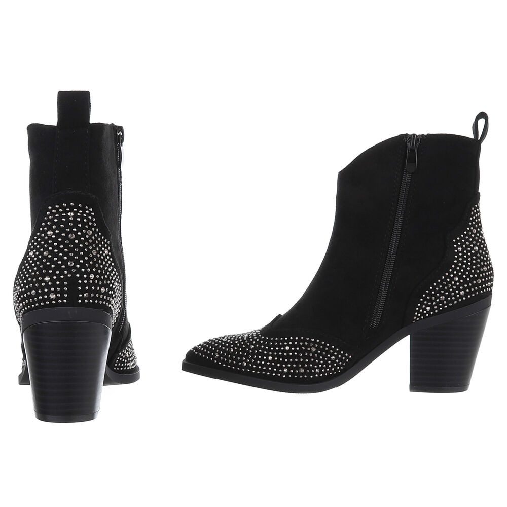 Ital-Design Damen Cowboyboots Biker Westernstiefelette (88489511) Blockabsatz Stiefeletten in Schwarz – Bild 5 von 5