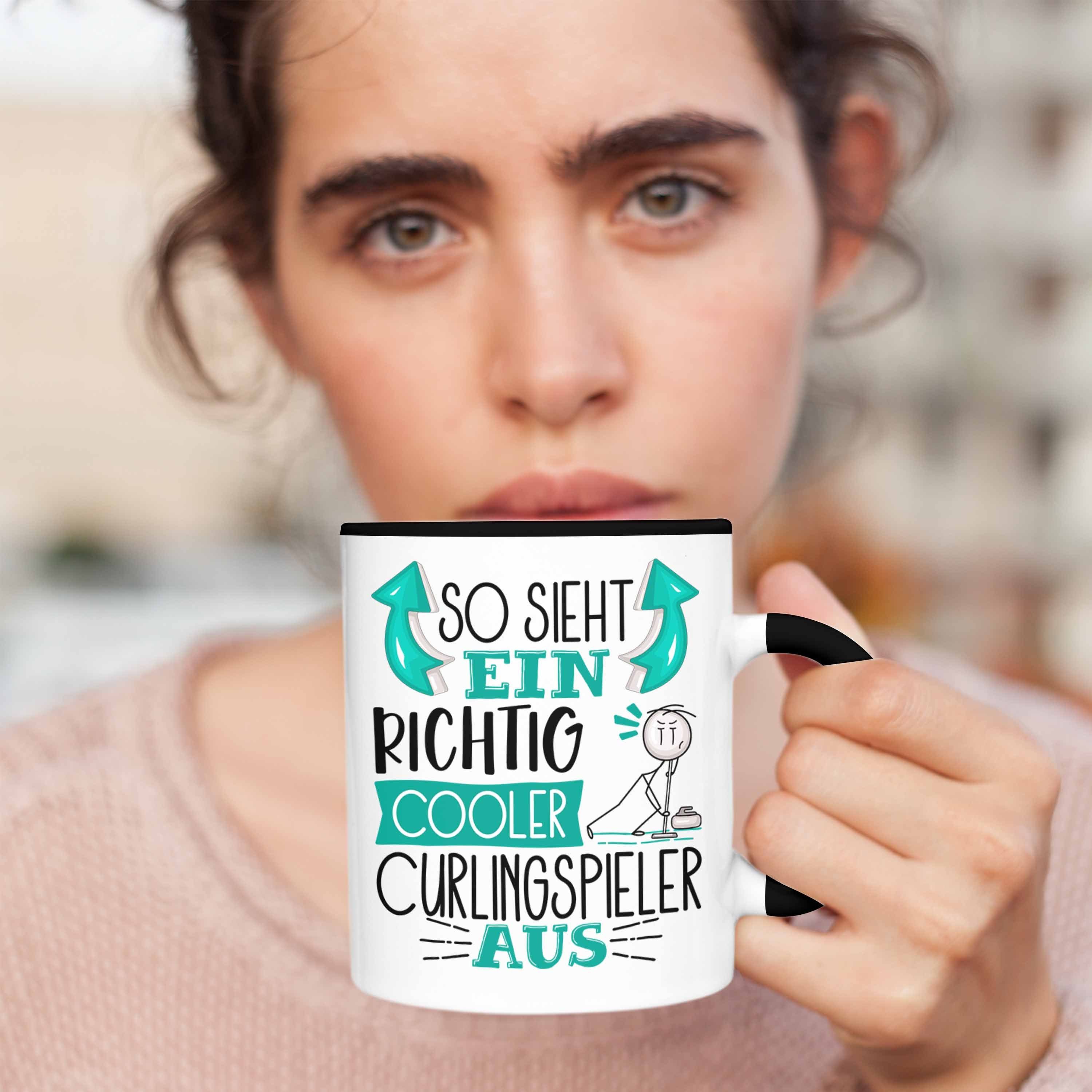 Curlingspieler Tasse Cooler Tasse RIchtig Curlingspie So Sieht Geschenk Trendation Schwarz Ein