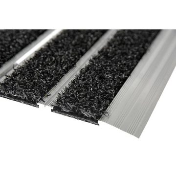 Fußmatte Fußmatte Fußabstreifer Aluminium mit Brushvelours 40x60 cm, acerto®, Rechteck, für Außen & Innen geeignet