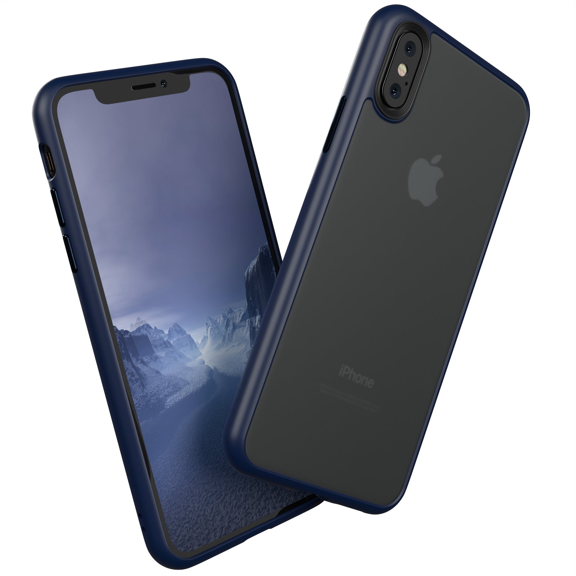 EAZY CASE Handyhülle Outdoor Case für Apple iPhone X / XS 5,8 Zoll, Hülle  kompatibel mit Qi & Magsafe Robust Back Cover Blau / Nachtblau