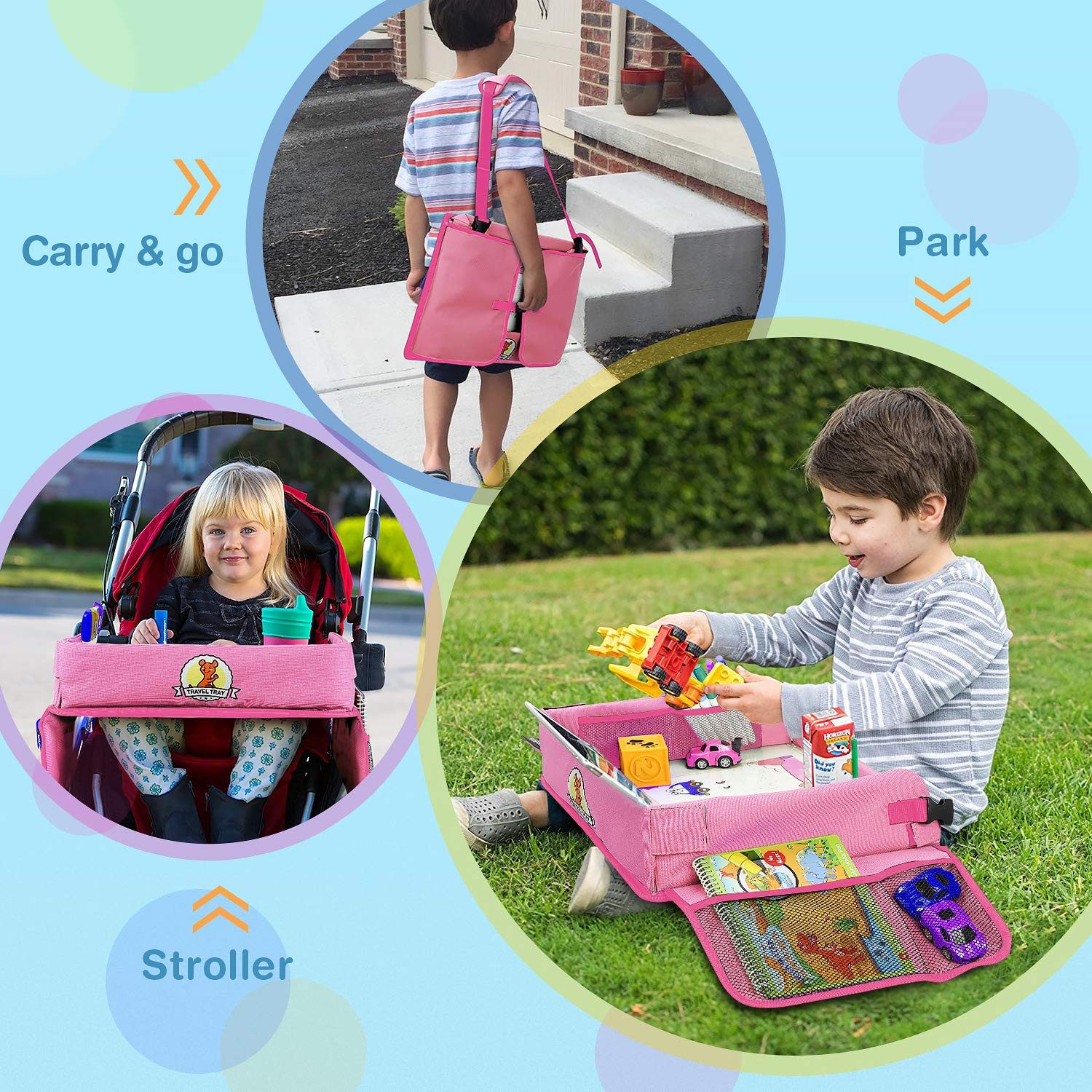 Ophy Spieltisch Kinder Reisetisch mit Zeichenbrett (Rosa), (inkl. 1 Zeichnungsfilm, 5 Papier, 6 Stifte), Lernspielzeug für Zuhause & Reise (Spieltisch) – Bild 2 von 5