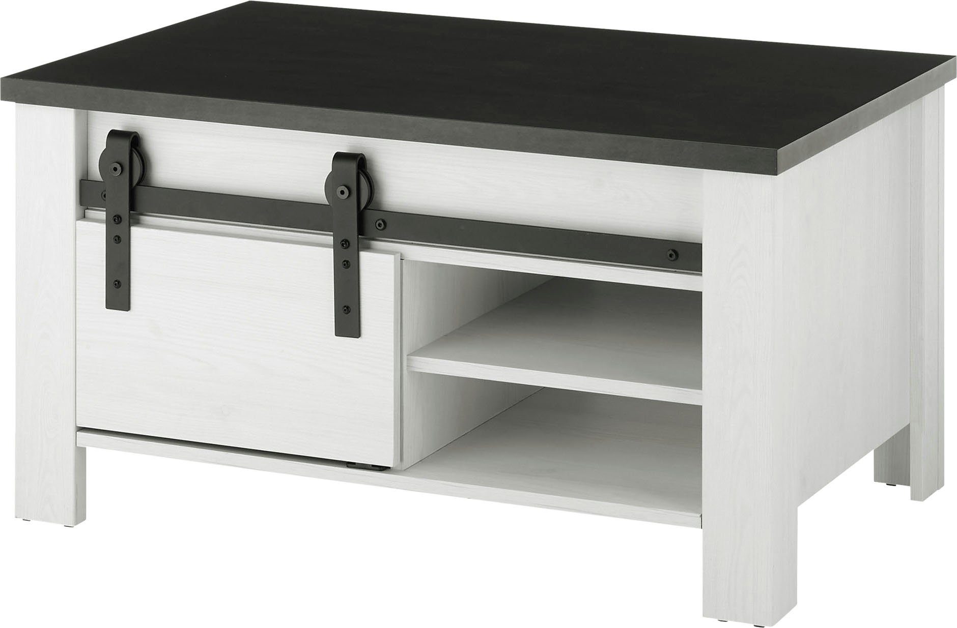 Home affaire Couchtisch Sherwood, Beistelltisch, Wohnzimmertisch, Sofatisch, Tisch, mit Scheunentorbeschlag aus Metall, in 2 Farben erhältlich – Bild 4 von 5