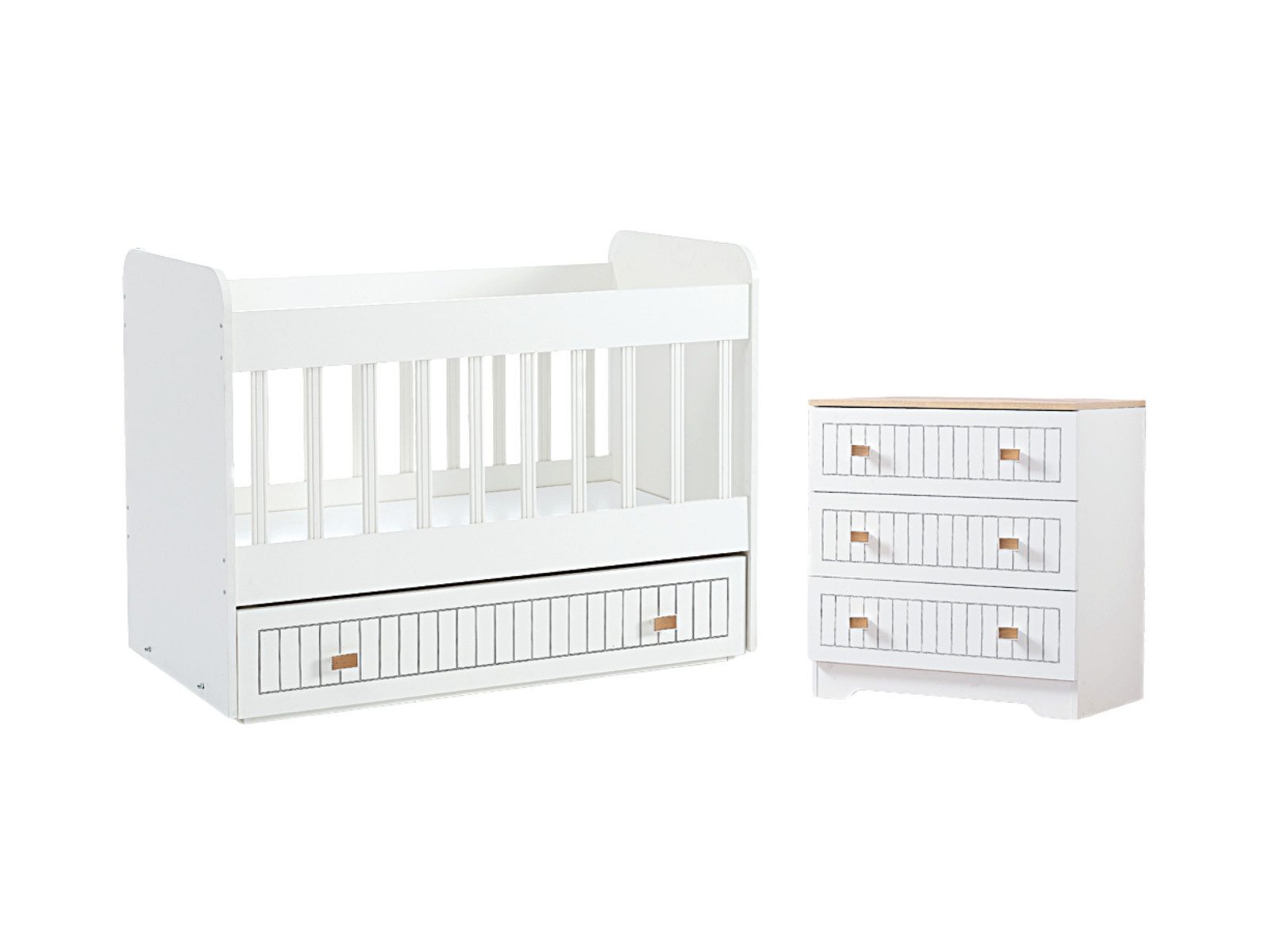 Villa Möbel Babyzimmer-Komplettset Javiro, (Babyzimmer-Set, 2-tlg., Babybett und Kommode), mit Bett, Nachttisch und Schreibtisch