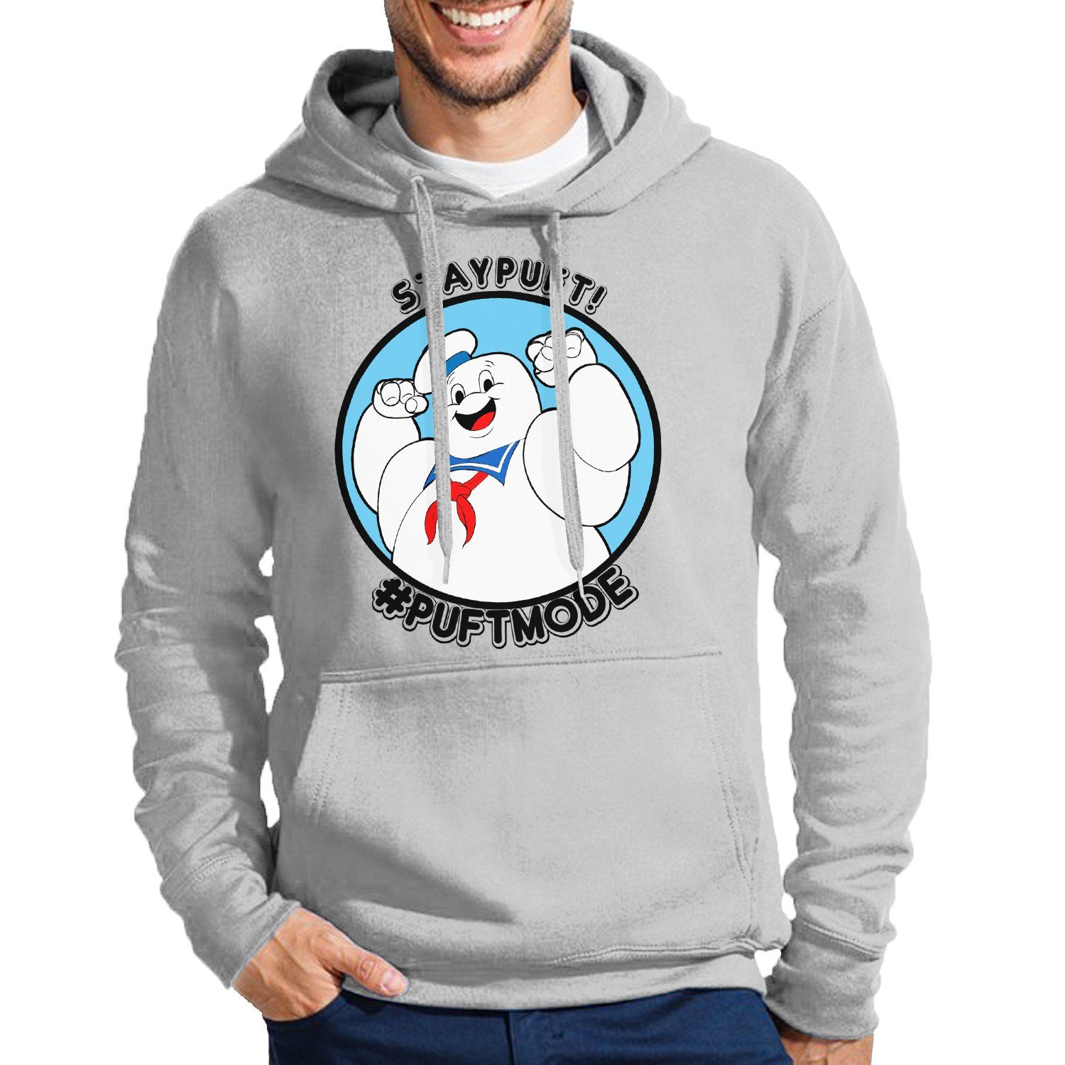 Blondie & Brownie Hoodie Herren Kapuze Ghostbusters mit Grau Slimer Marshmallowman Geisterjäger