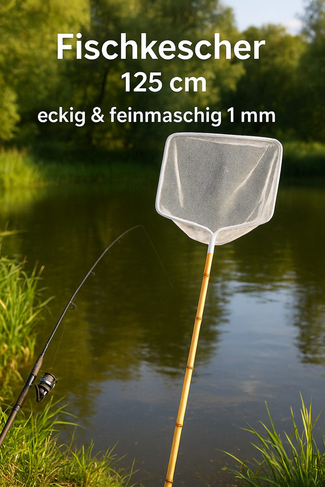 GARDAMO Сачки Fischkescher 125 cm Bambusstiel eckig feinmaschig 1 mm Сачки