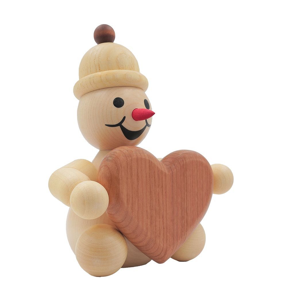 Drechslerei Volkmar Wagner Räuchermännchen Schneemann Junior „mit Herz“ - 14 cm - Original Erzgebirge