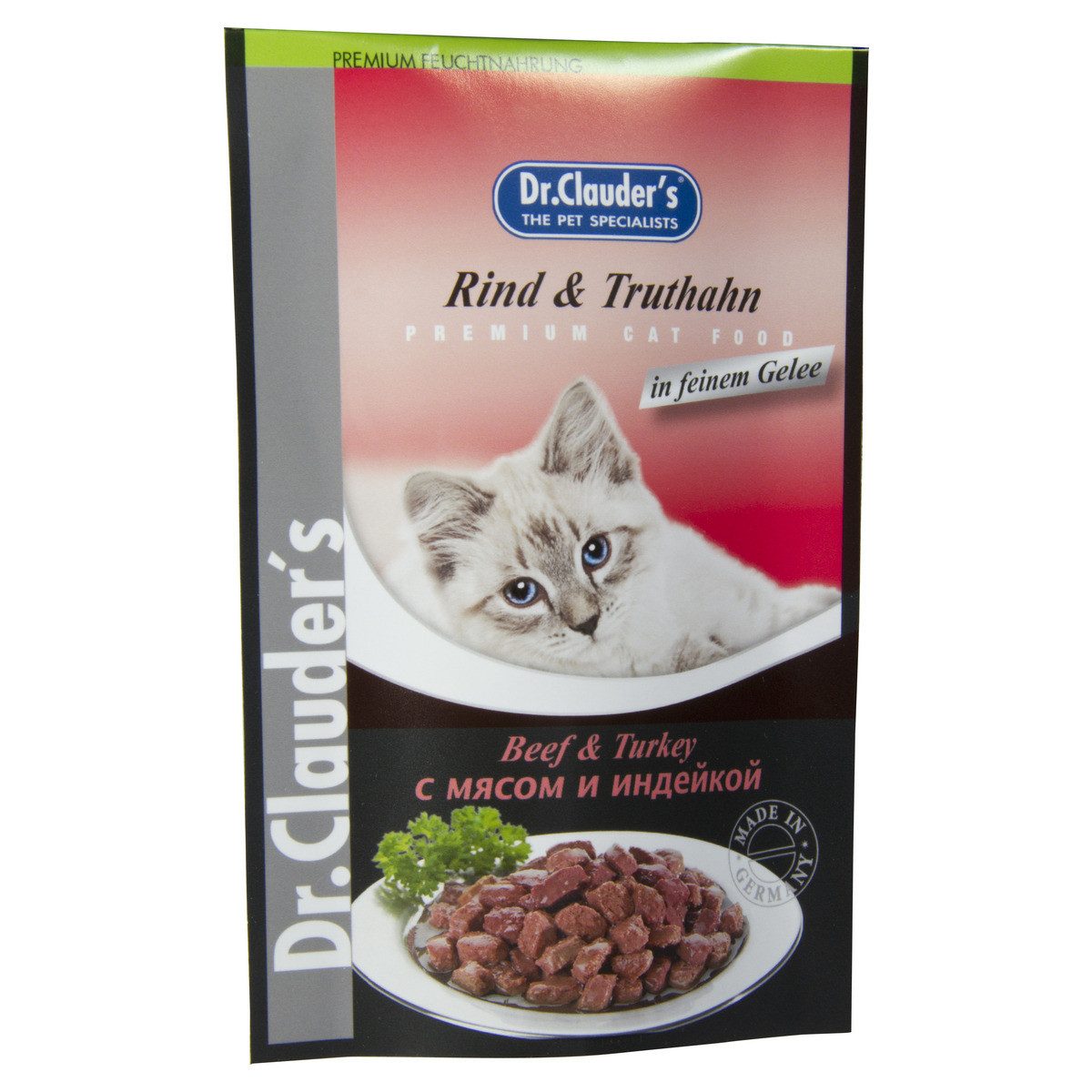 Dr. Clauder's Rind & Truthahn in Gelee 100 g - 20 Stück, Nassfutter für: Katze