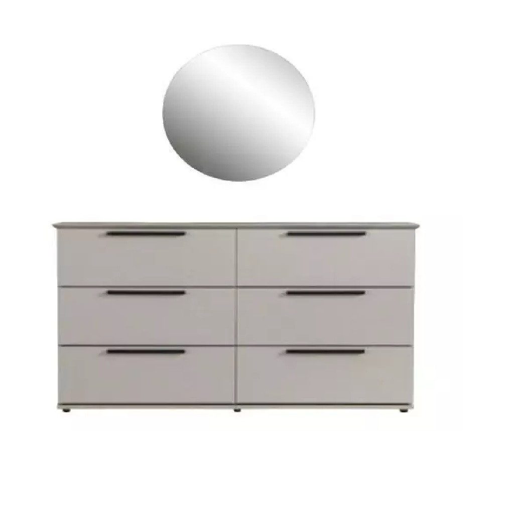JVmoebel Kommode Luxuriöse Kommode mit Spiegel in elegantem Weiß (2 St., 2tlg Kommode mit Spiegel), Made in Europa