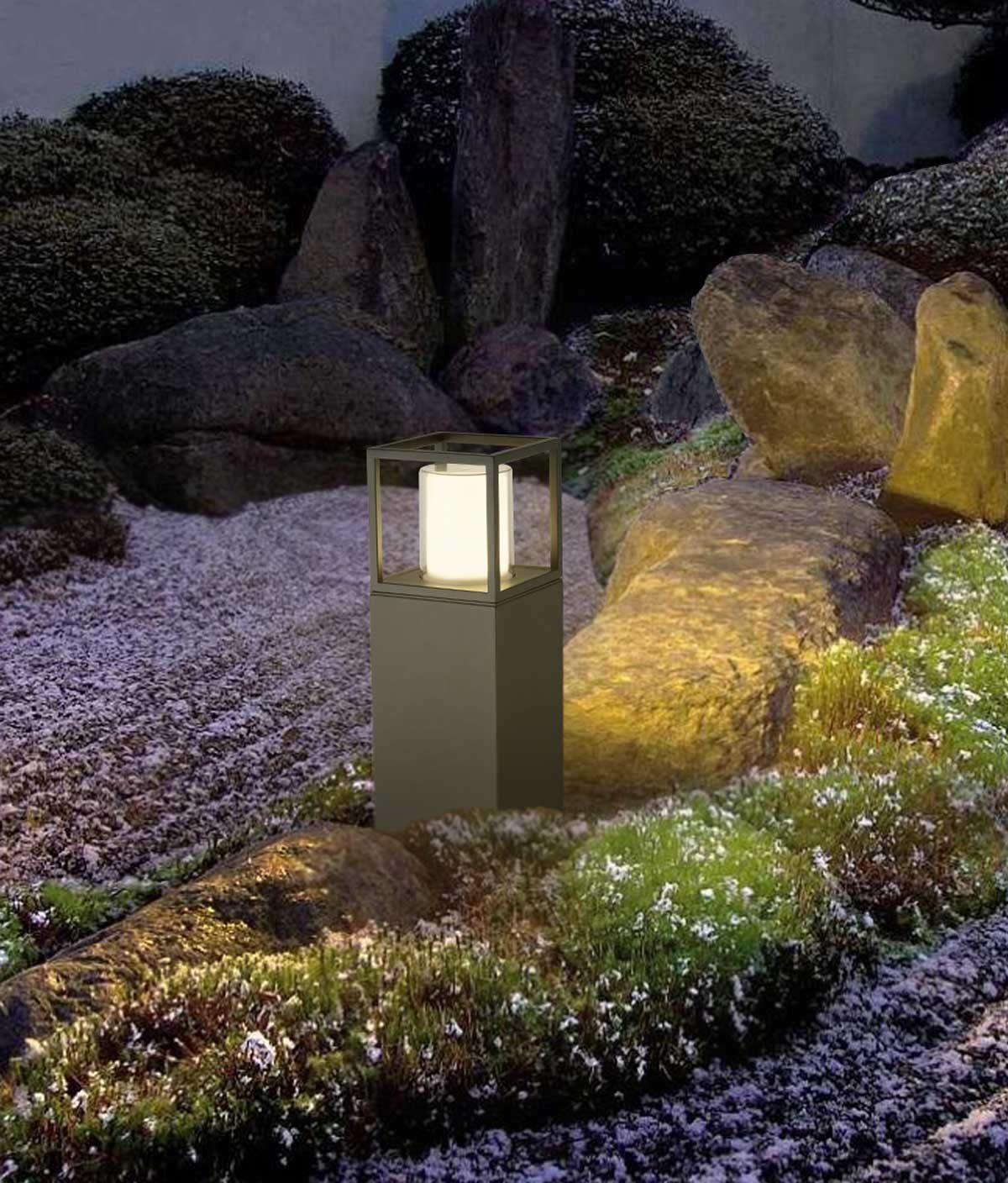 Kiom Pollerleuchte LED verbaut, fest 10 LED-Leuchtmittel Wegeleuchte puristisches Berno LED, schwarz 50 warmweiß cm Design, 3000K, W