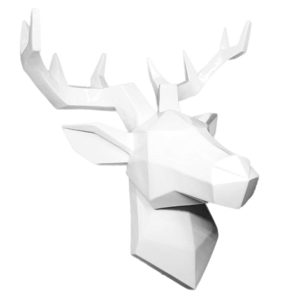 Hansmeier Wanddekoobjekt Hirsch Wandskulptur - Hirschkopf 3D Deko Schädel - Robustes Material