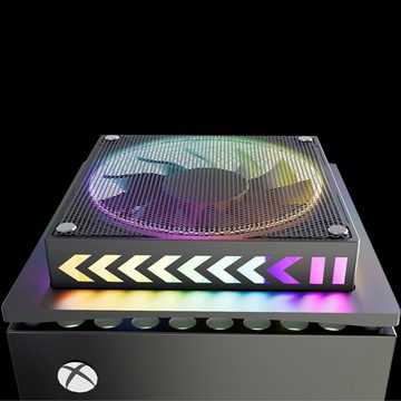 Tadow XBOX-Konsole Kühlung Dock, RGB, LED-Lichtleiste, für Xbox Serie X/S PlayStation 5-Controller (Mainframe-Kühlsockel mit Lüfter, RGB-beleuchteter Sockel)