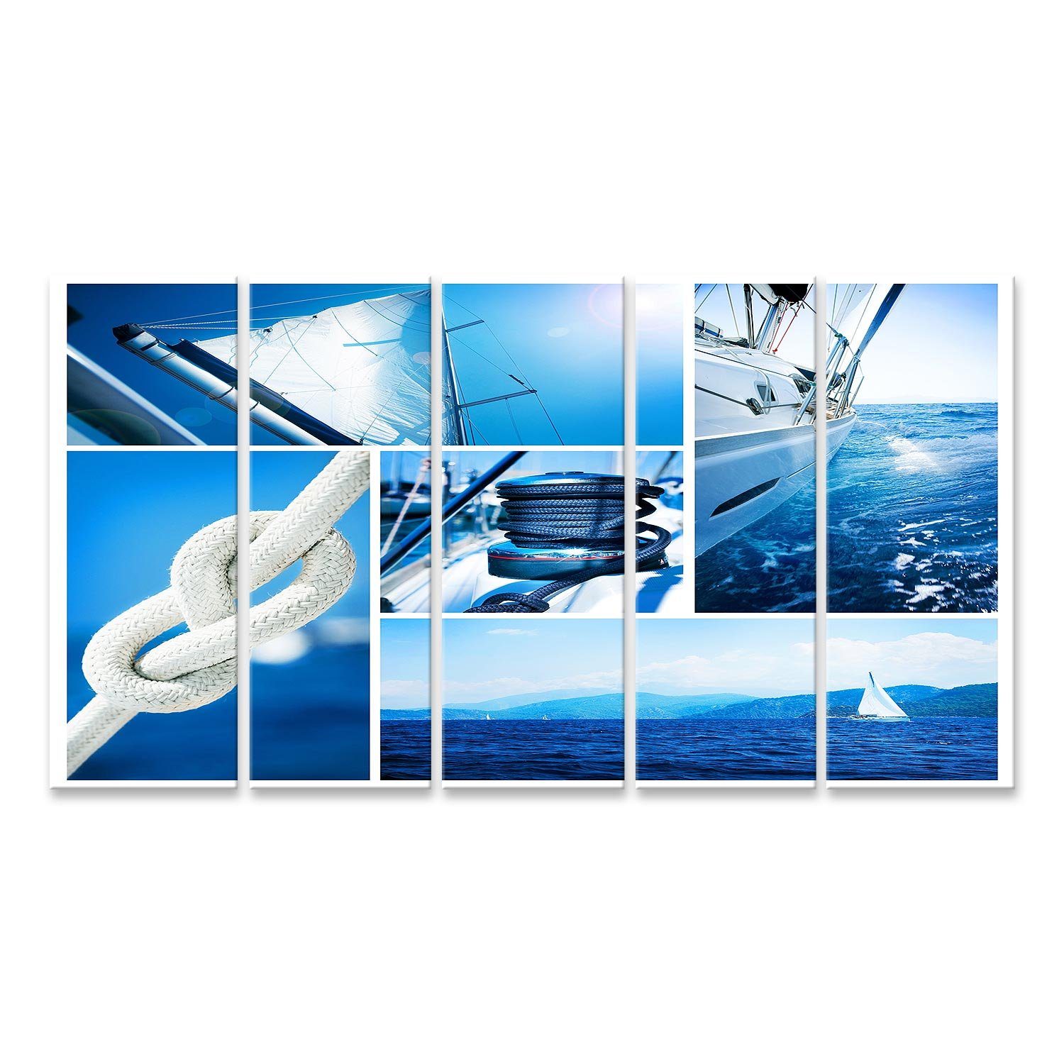 islandburner Leinwandbild Bild auf Leinwand Yacht Collage Segelboot Yachting Konzept Wandbild Po