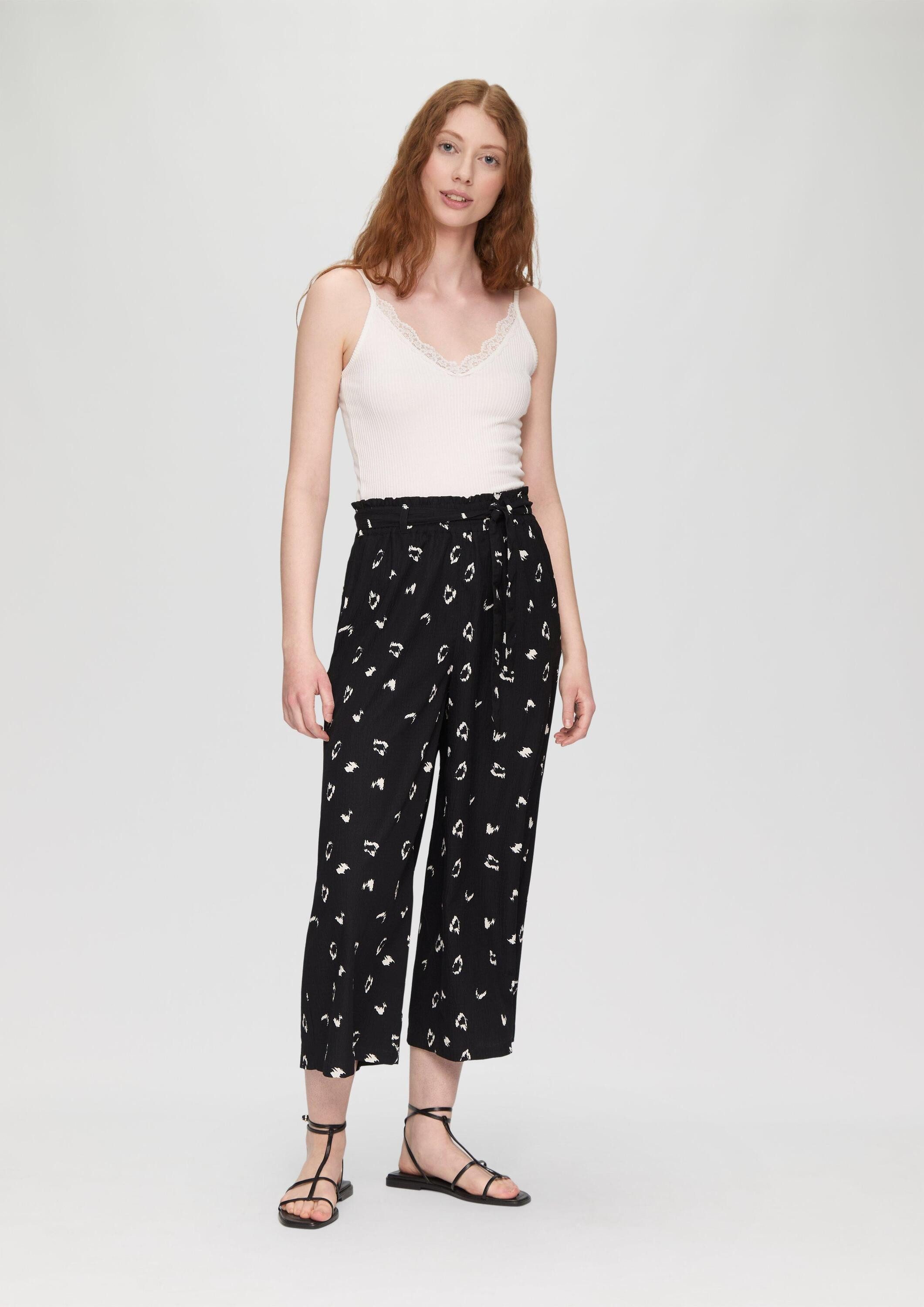 QS Culotte Hose Gemusterte Hose mit Bindeband günstig online kaufen