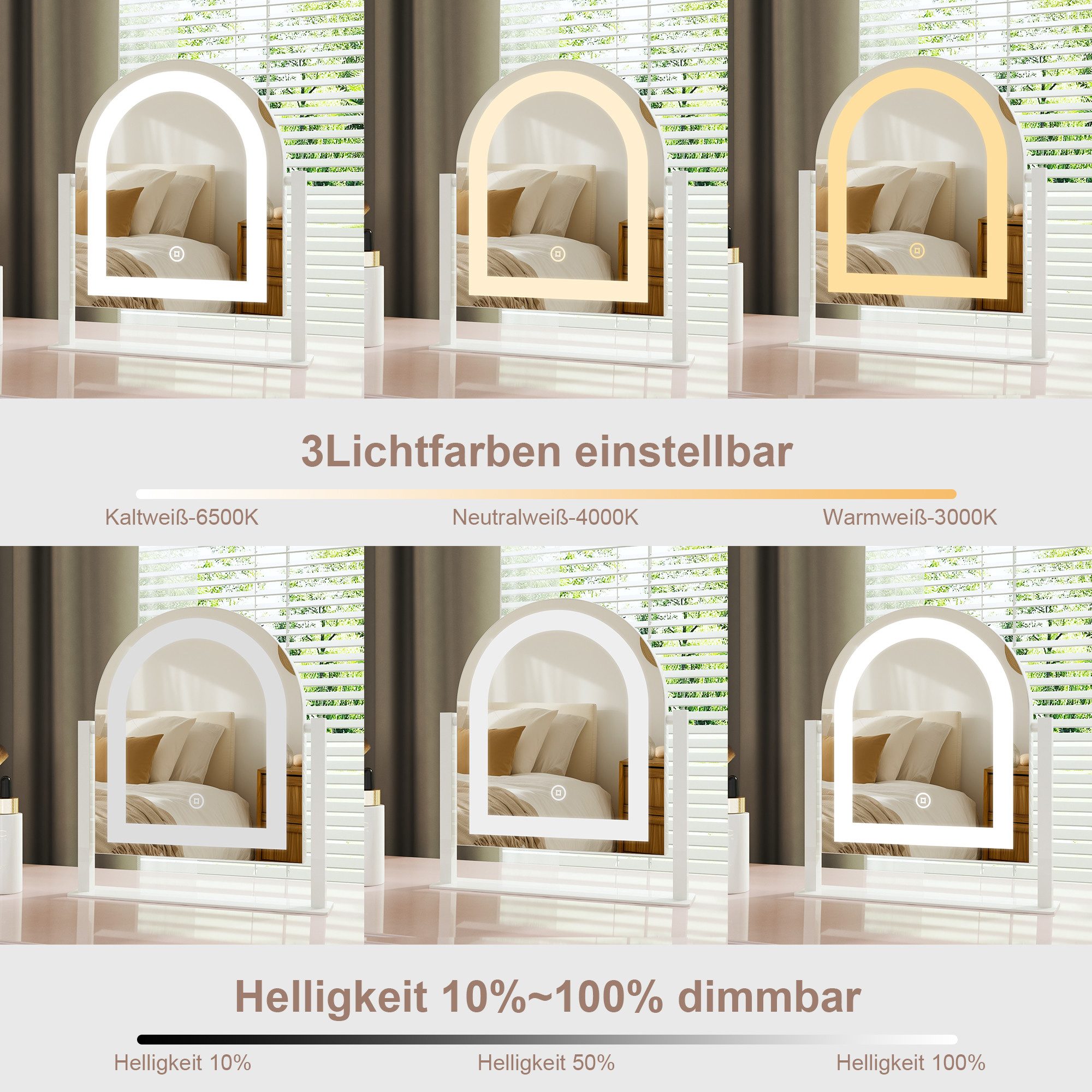WDWRITTI Schminkspiegel mit beleuchtung Rund Bogen LED Kosmetikspiegel (Tis günstig online kaufen