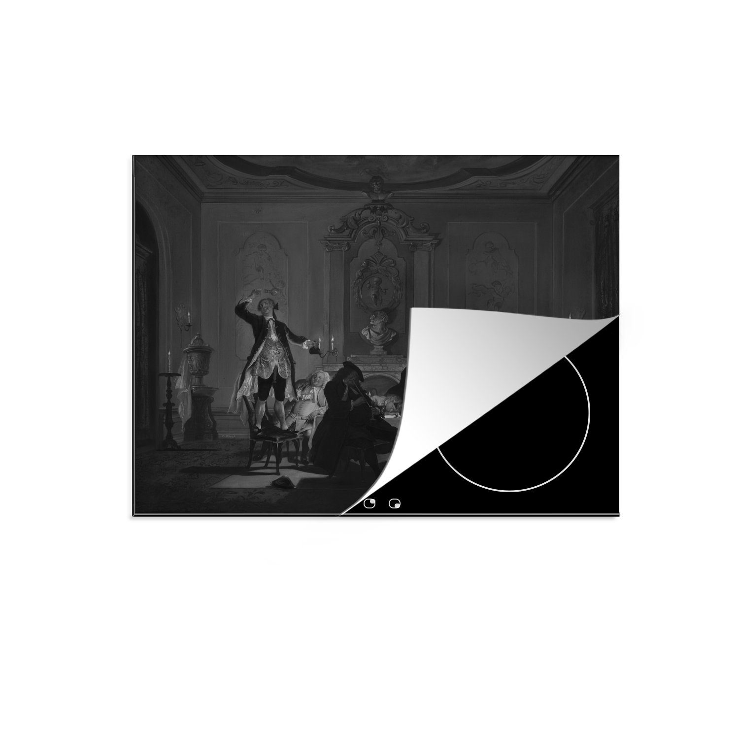 MuchoWow Herdblende-/Abdeckplatte Es wurde laut im Haus - Cornelis Troost, Vinyl, (1 tlg), 71x52 cm, Induktionskochfeld Schutz für die küche, Ceranfeldabdeckung
