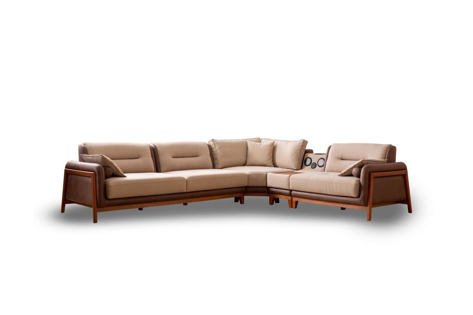 JVmoebel Ecksofa Ecksofa L-Form Beige Wohnzimmer Möbel Couch Multifunktion Couchen, 1 Teile, Made in Europa