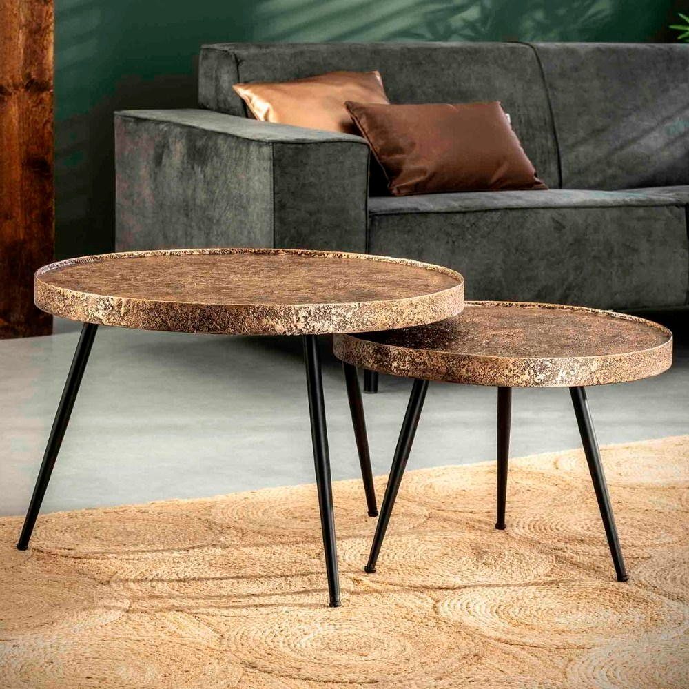 RINGO-Living und Schwarz-matt, in Alaula Massivholz Couchtisch Bronze-matt Möbel Beistelltisch