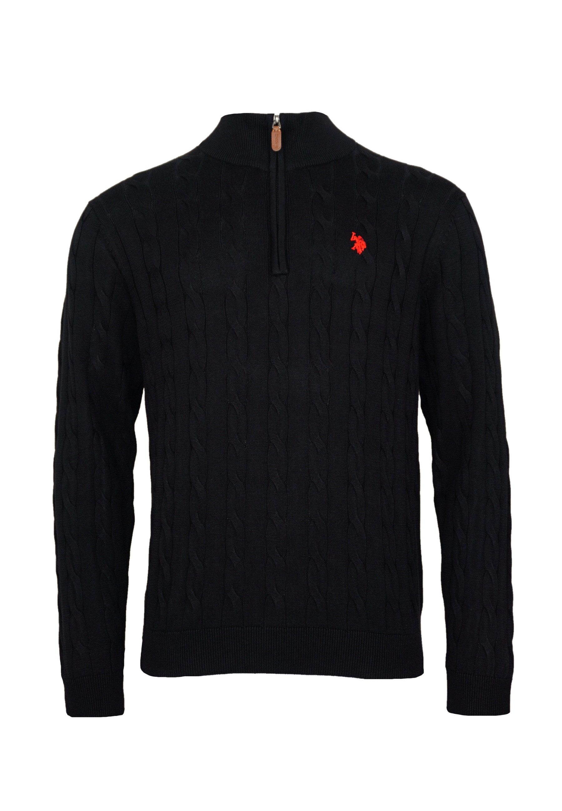 Strickpullover Pullover Troyer Half Zip Zopfmuster
