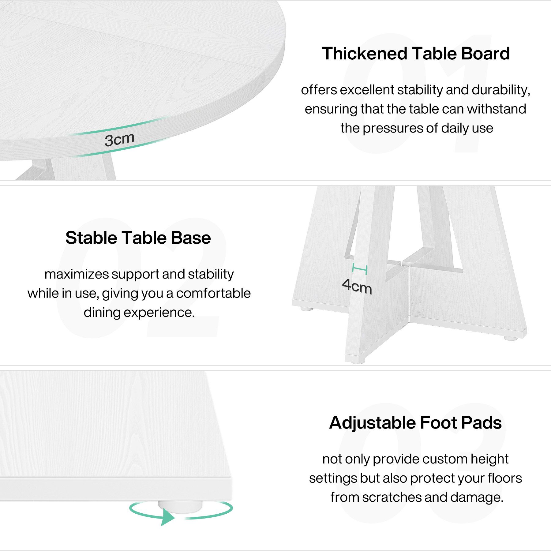 Tribesigns Esstisch Runder Esstisch, Küchentisch für Esszimmer Wohnzimmer, 120 cm