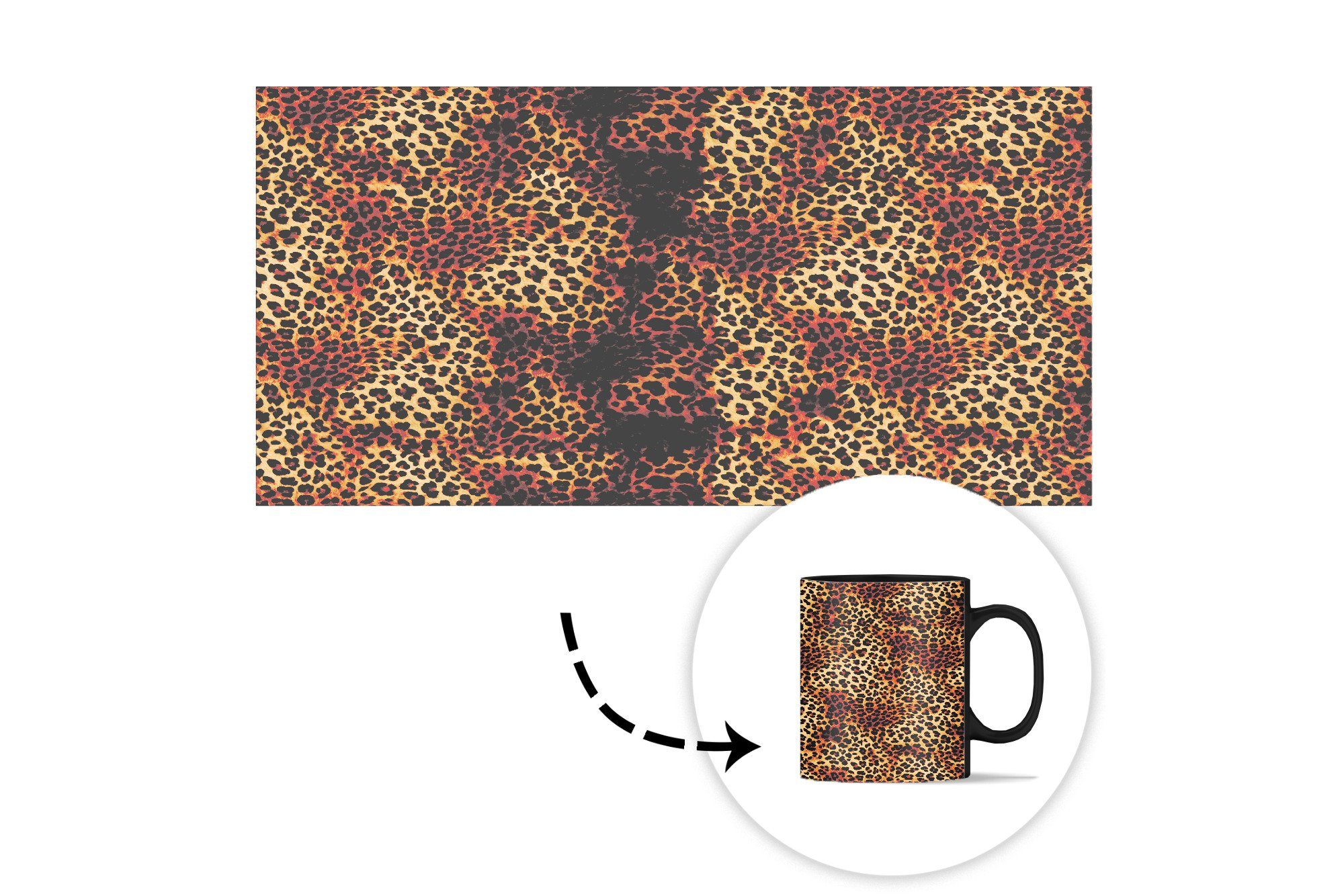 MuchoWow Tasse Leopard - Muster Zaubertasse, Tiere, Keramik, Teetasse, - Geschenk Farbwechsel, Kaffeetassen