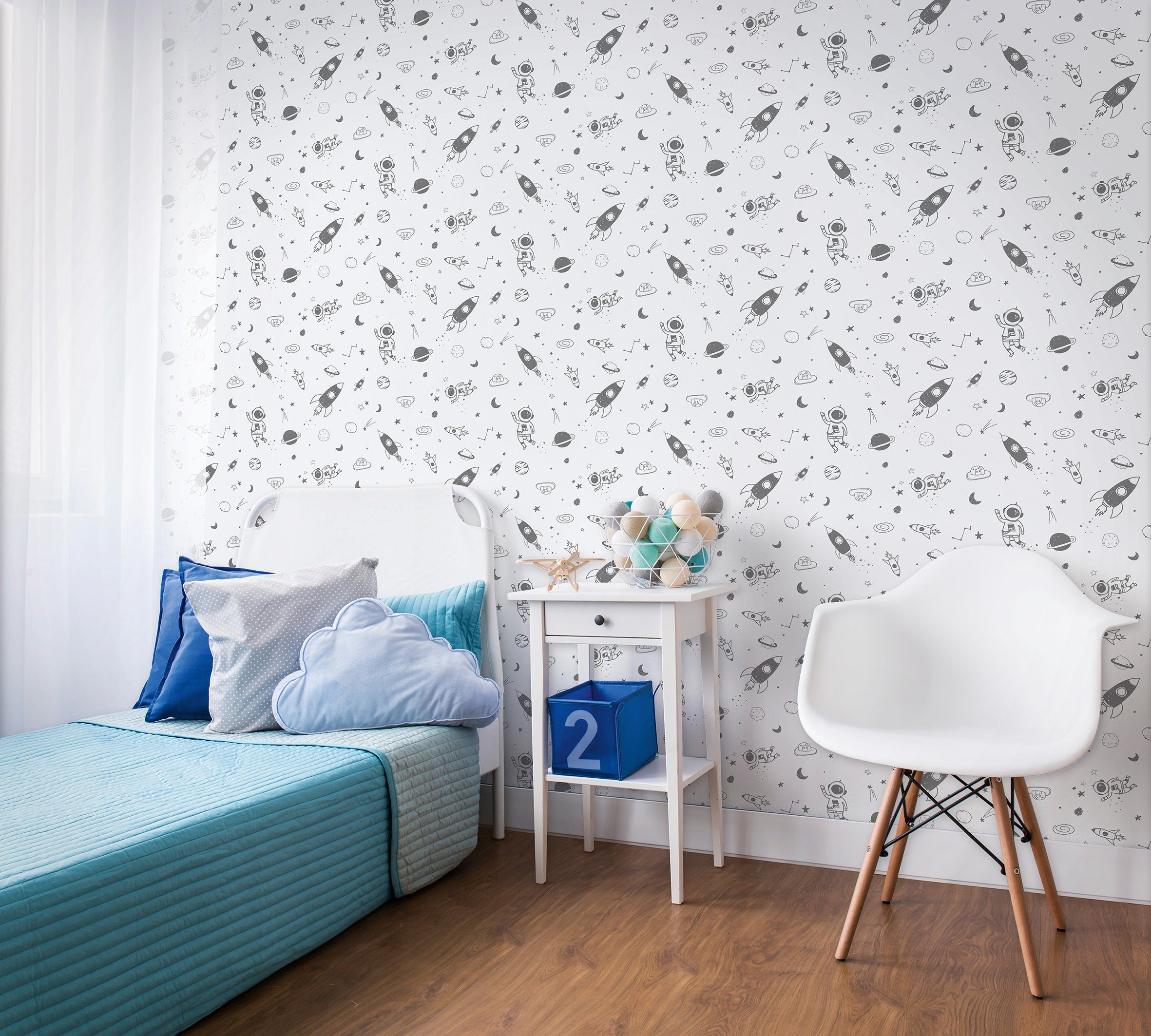 Marburg Kindertapete, Weltall, matt, (1 St), moderne Tapete für Wohnzimmer Schlafzimmer Küche