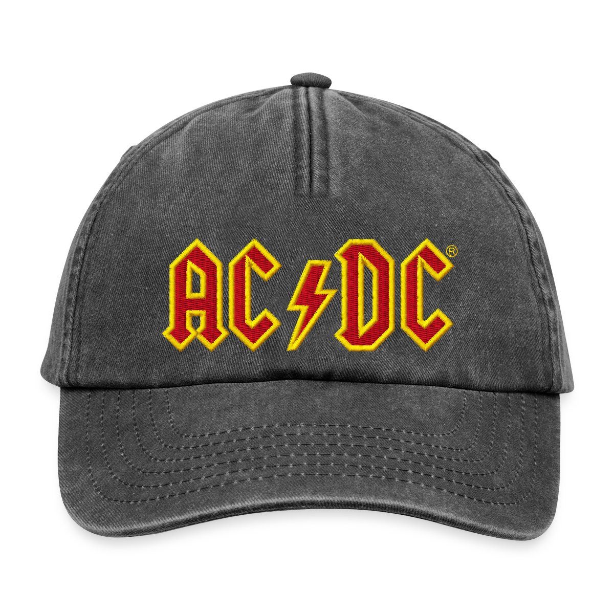 Spreadshirt Baseball Cap AC/DC In Rot Und Gelb Stick Vintage Cap (1-St)