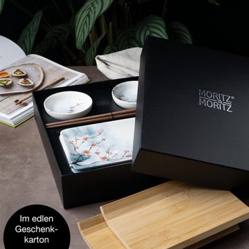 Moritz & Moritz Tafelservice Moritz & Moritz Gourmet - Sushi Set 10 teilig Kirschblüten (8-tlg), 2 Personen, Geschirrset für 2 Personen