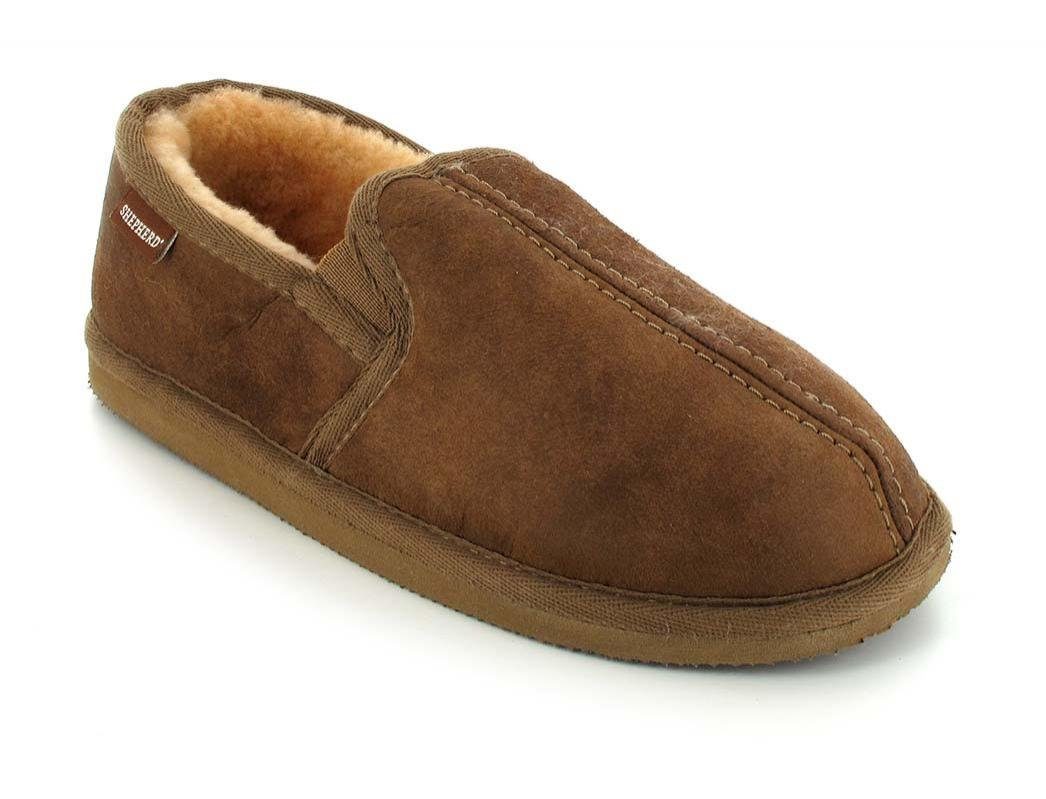Shepherd Bosse Herren Lammfellhausschuh, antique/cognac, Winterschuhe Hausschuh Winter, slipper, temperaturregulierend, Braun