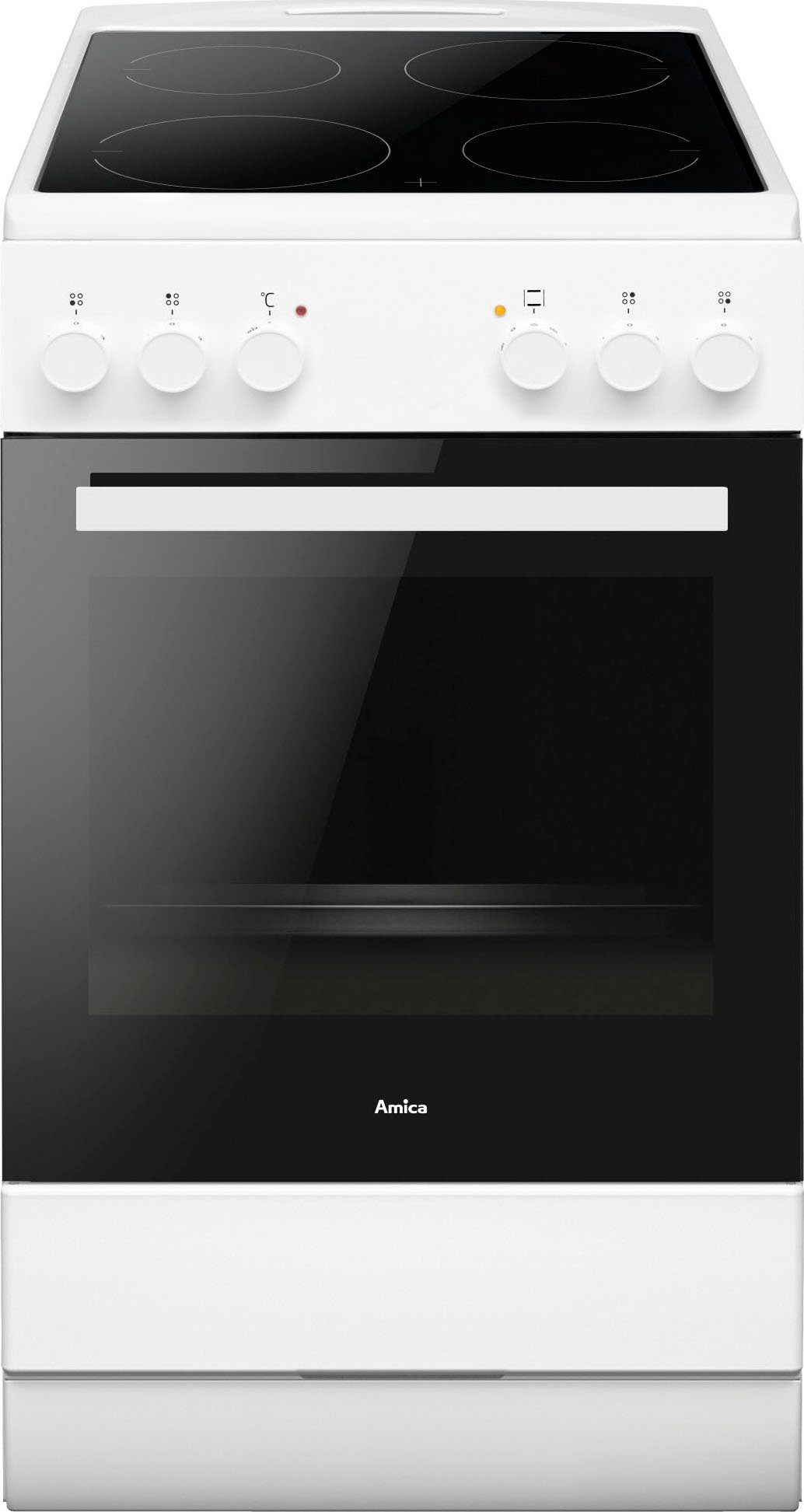 Amica Elektro-Standherd SHC 903 031 W, mit Teleskopauszug nachrüstbar, Steam Clean, Komfortables Kochen und Backen mit übersichtlicher Handhabung