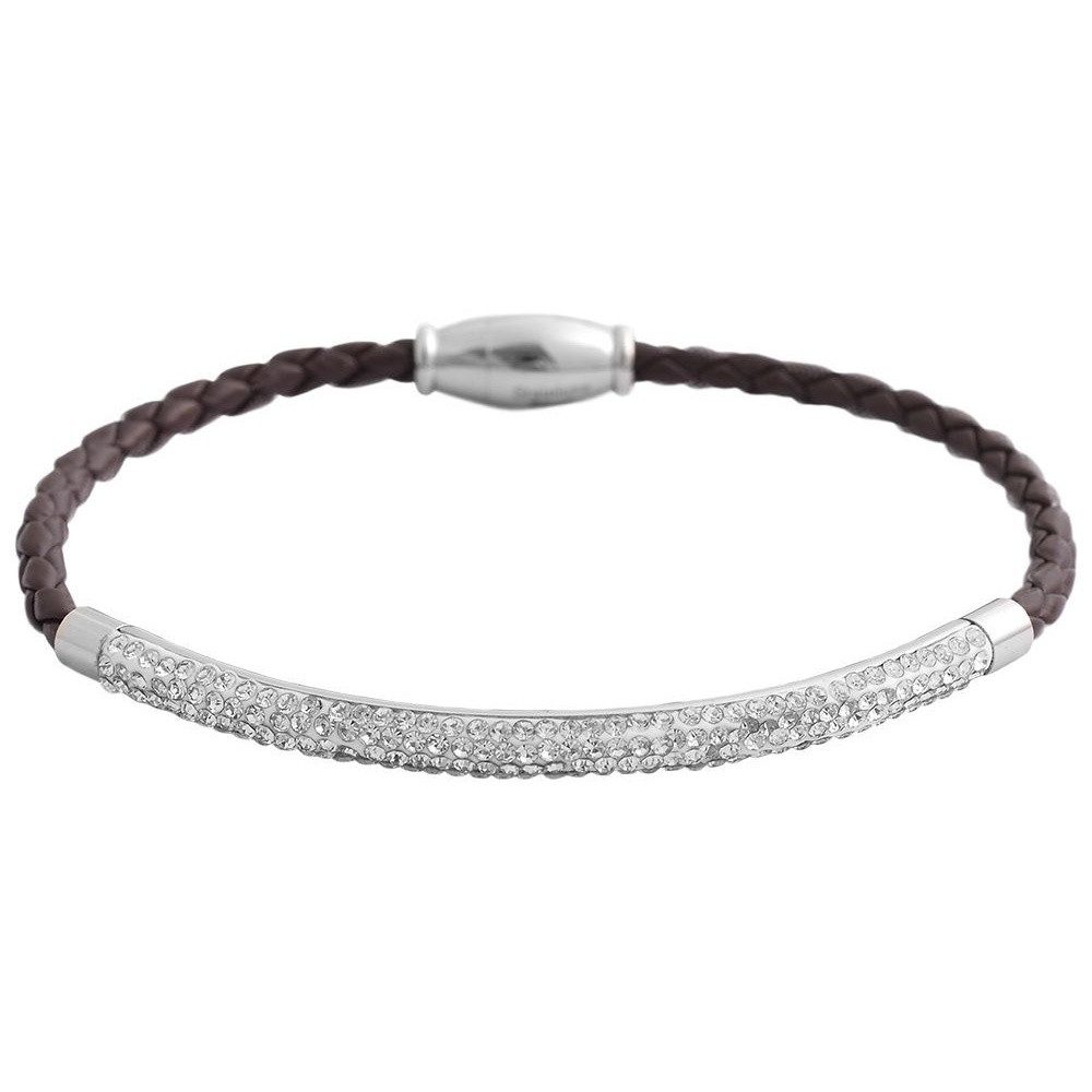 Adelia´s Armreif Armband – Armreif aus Leder mit Strass Steinchen 19 cm, Geschenkidee: zeitlos und vielseitig