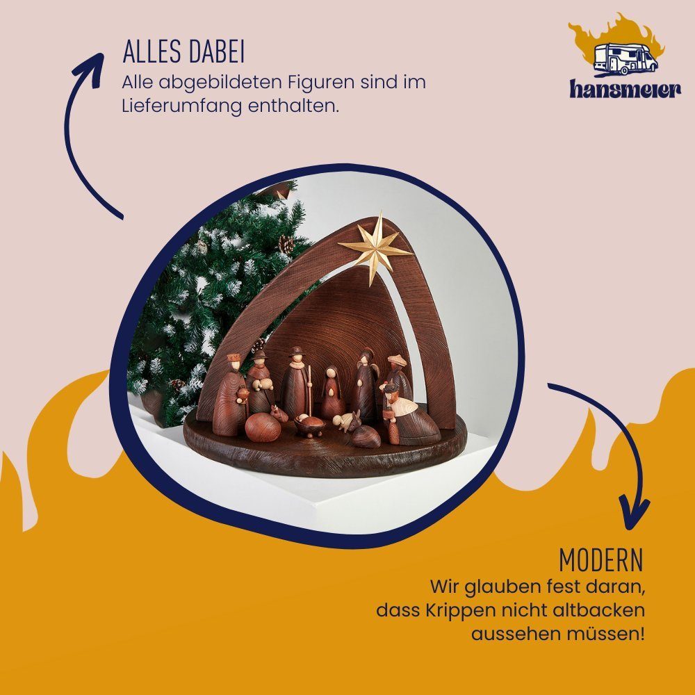 Hansmeier Krippe Moderne Weihnachtskrippe, Krippe, inkl. Krippenfiguren, robustes Material, Krippenfiguren im Lieferumfang enthalten