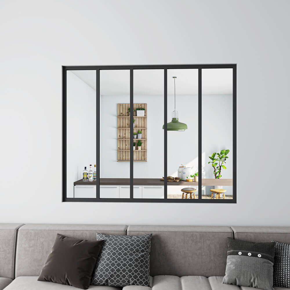Trennwandplatten Aluminium, Fenster duschspa Glaswand 1530x1080x4mm ESG Trennwand schwarzes (Set)