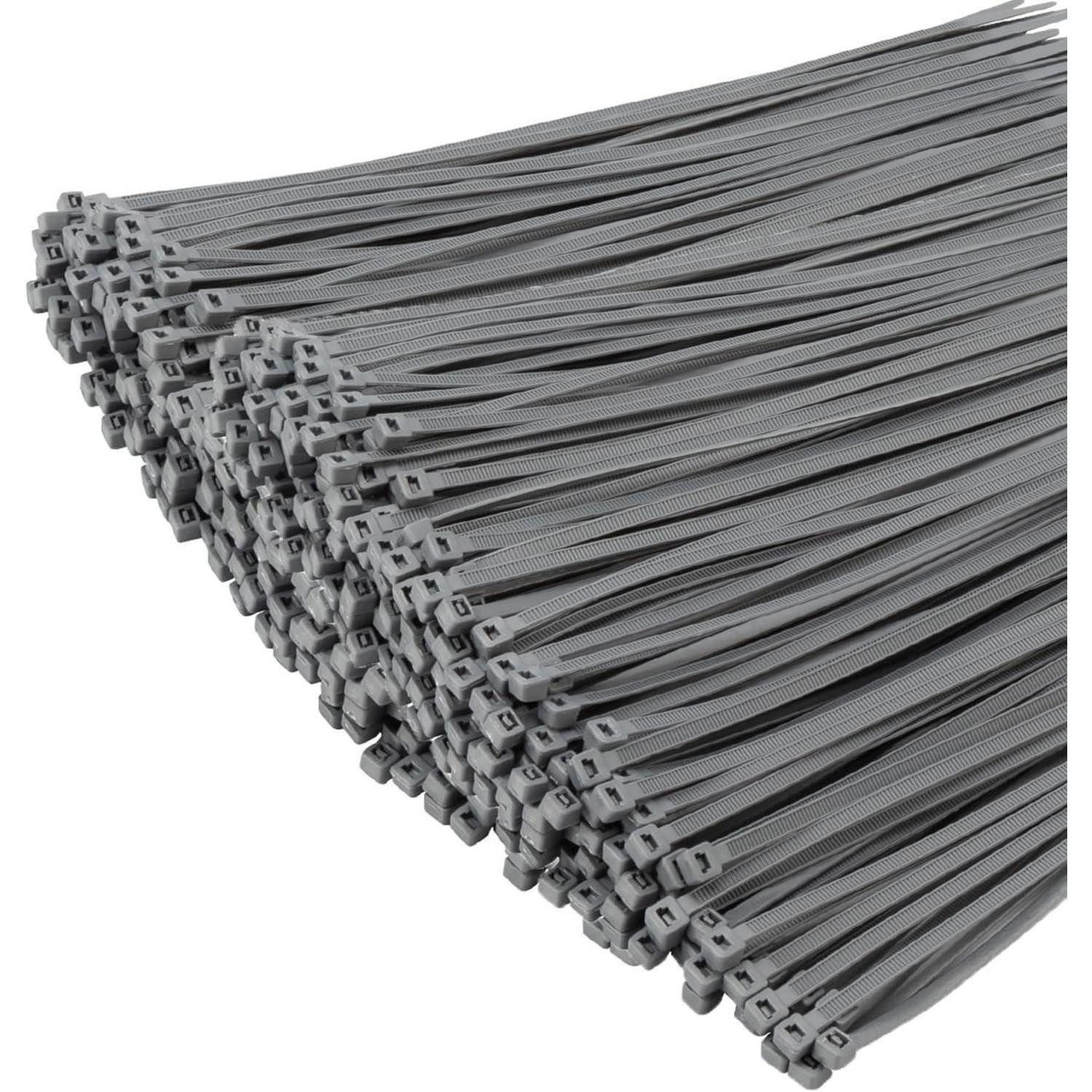 LuxusKollektion Kabelbinder Kabelbinder 1000 Stück Selbstsichernd 22kg 300mm x 4.8mm Grau (1000-St)