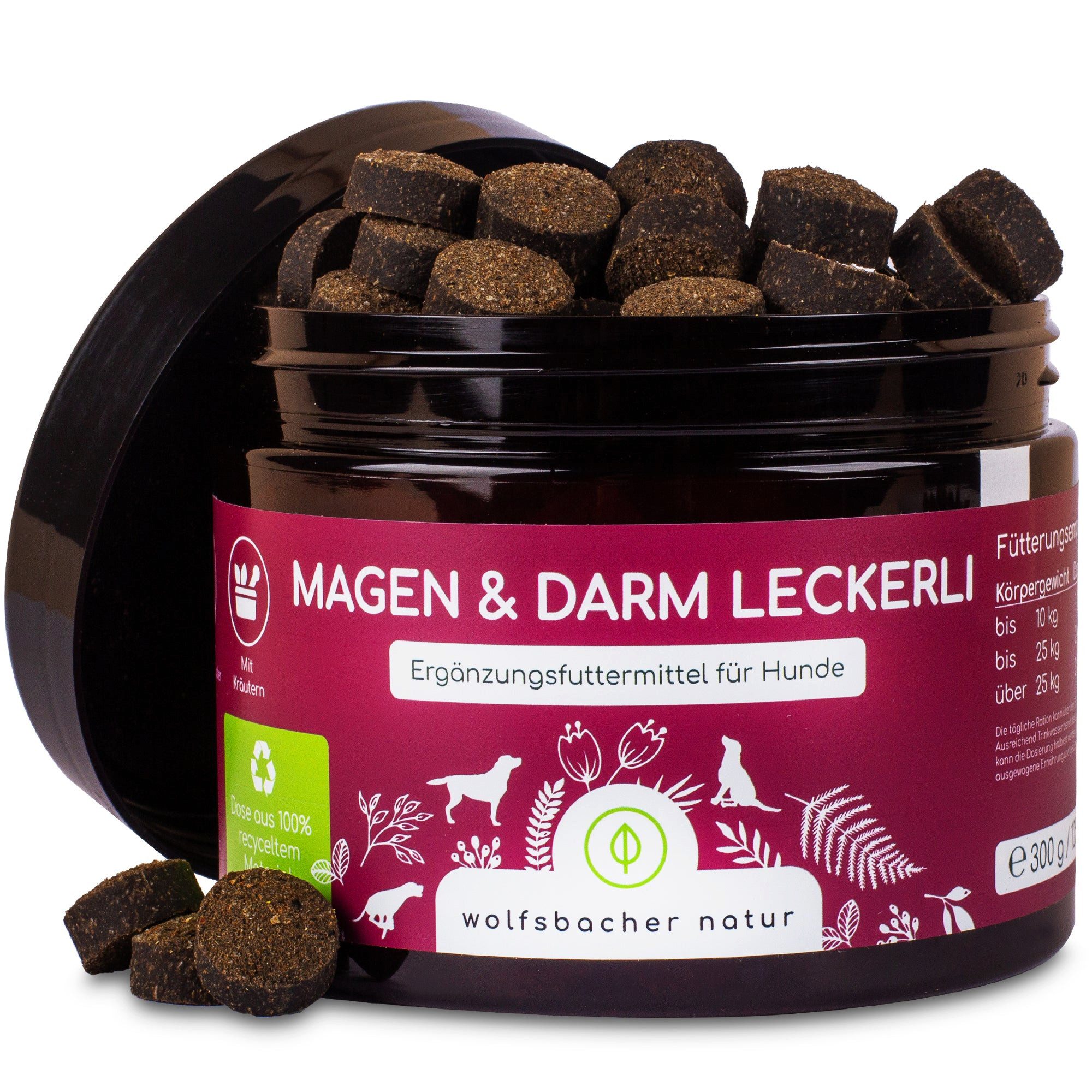 Wolfsbacher Natur Magen & Darm Leckerli - Probiotika Snacks für Hunde, für: Hund
