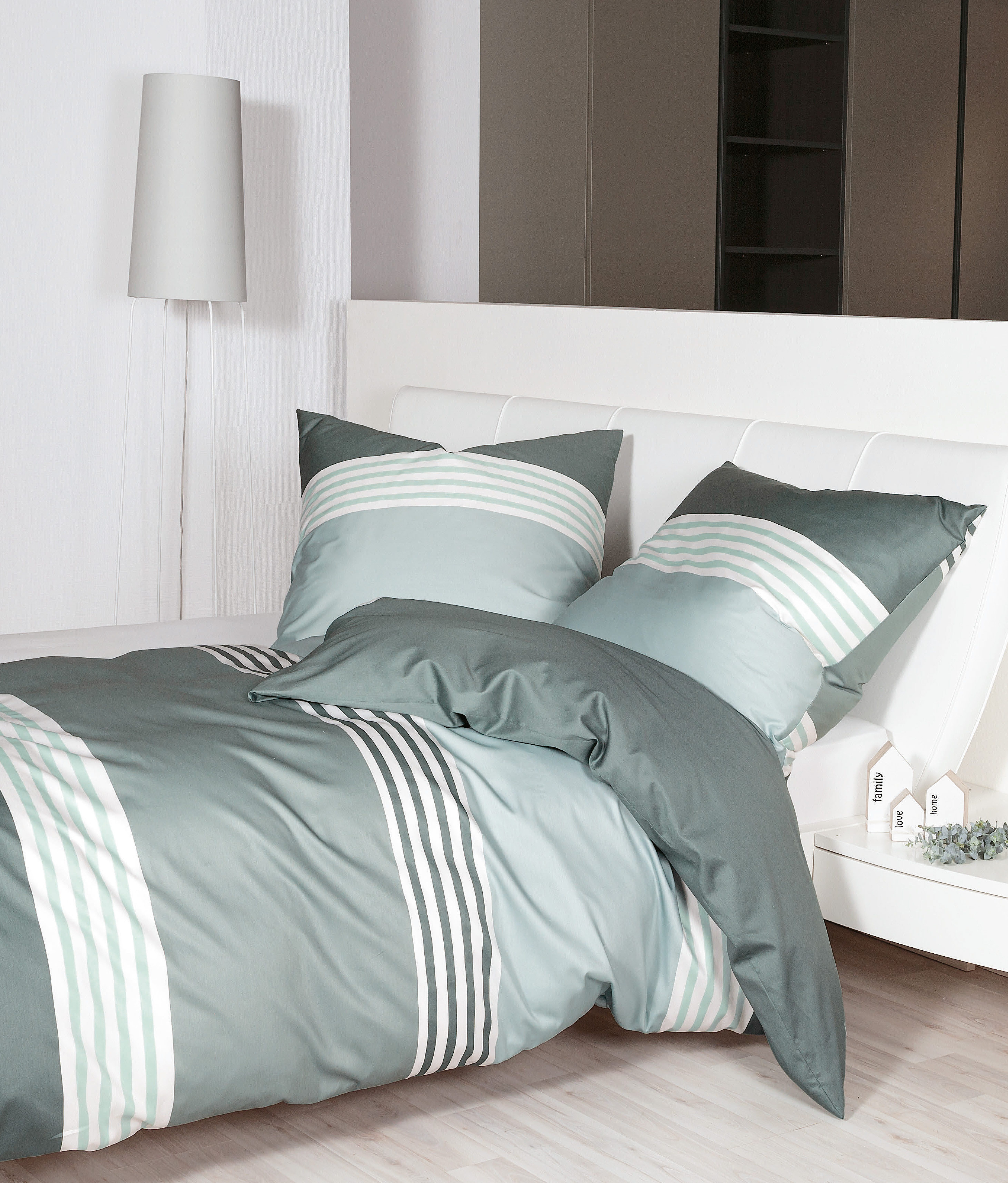 Janine Bettwäsche Mako-Satin 31147, Mako-Satin, 2 teilig, aus 100% Baumwolle, Bettwäsche ab Größe 135x200 cm, Streifen
