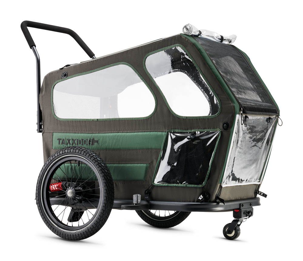 taXXi Fahrradhundeanhänger Hundeanhänger Fahrradanhänger Dog M Dark Grey/Dark Green, Für kleine bis mittlere Hunde (bis 25 Kg)