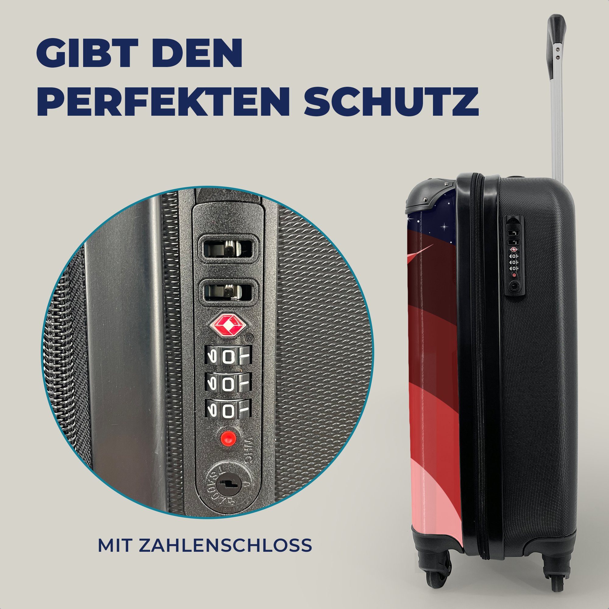 Sterne Reisekoffer MuchoWow mit - Handgepäckkoffer Astronaut für Ferien, Reisetasche rollen, Rakete, 4 Handgepäck Trolley, Rollen, -