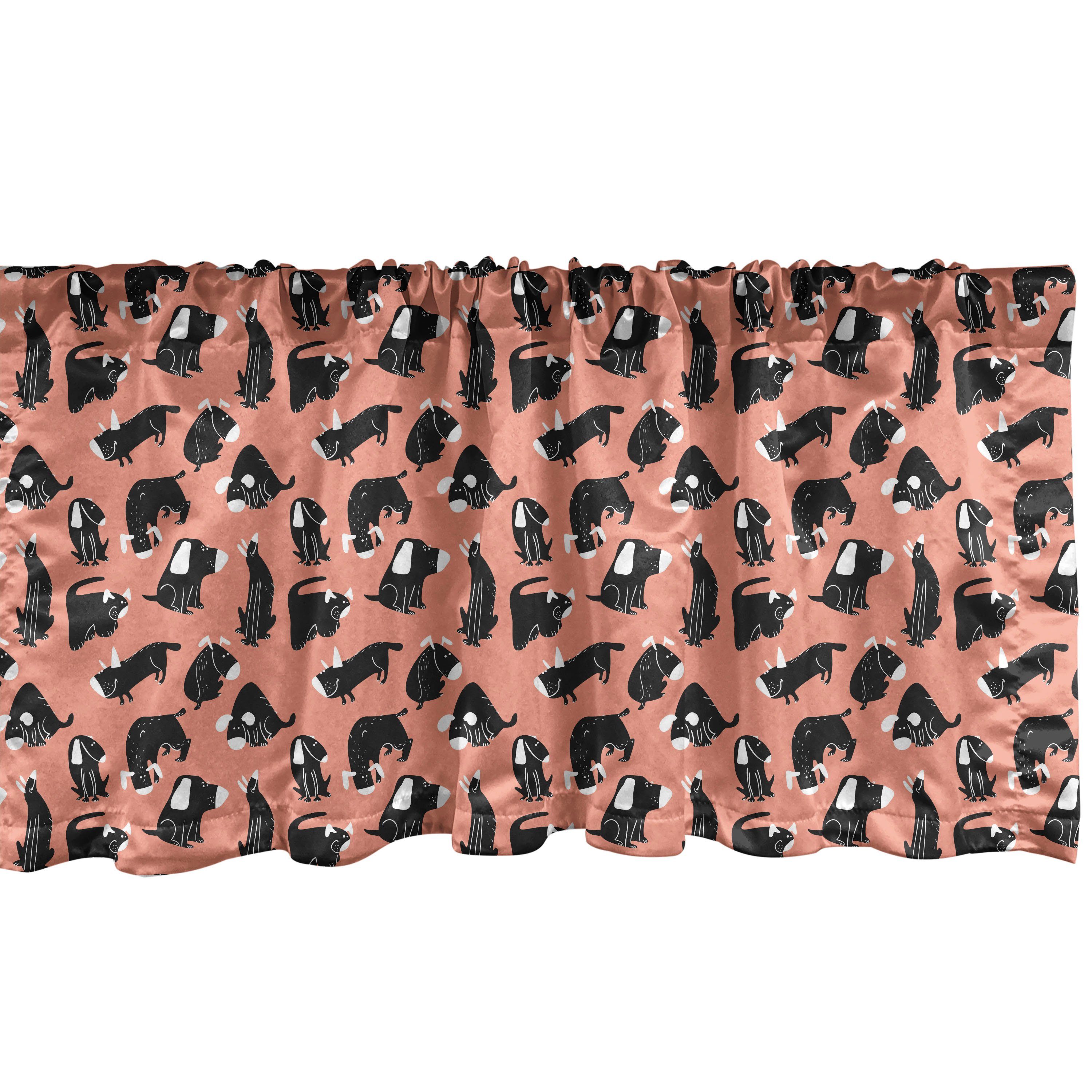 Scheibengardine Vorhang Volant für Küche Schlafzimmer Dekor mit Stangentasche, Abakuhaus, Microfaser, Hund Verschiedene Doggies Chilling Around