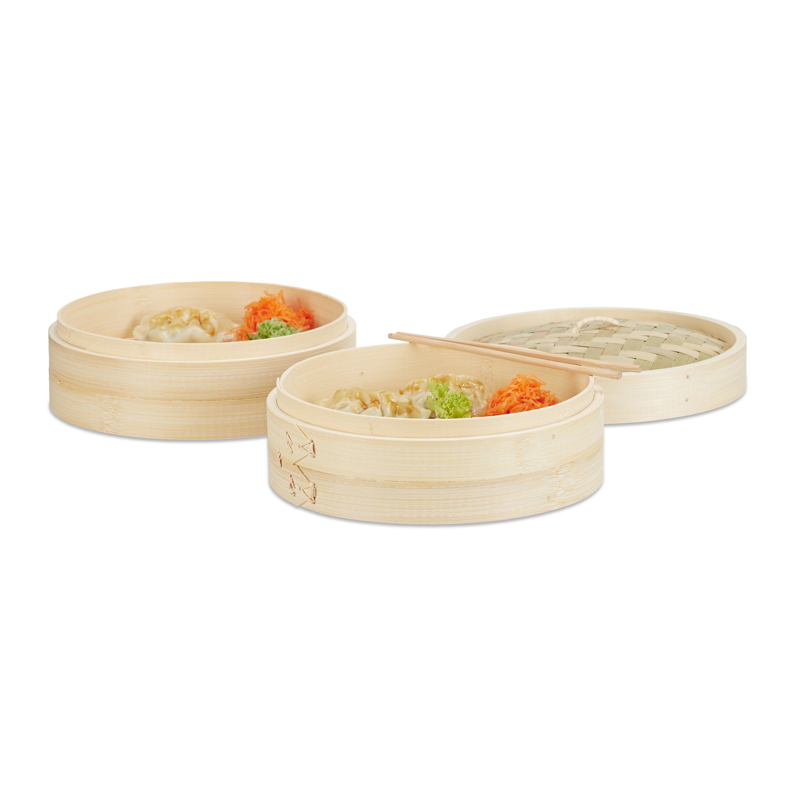 relaxdays Dampfgareinsatz Bambusdämpfer mit 24 cm Durchmesser