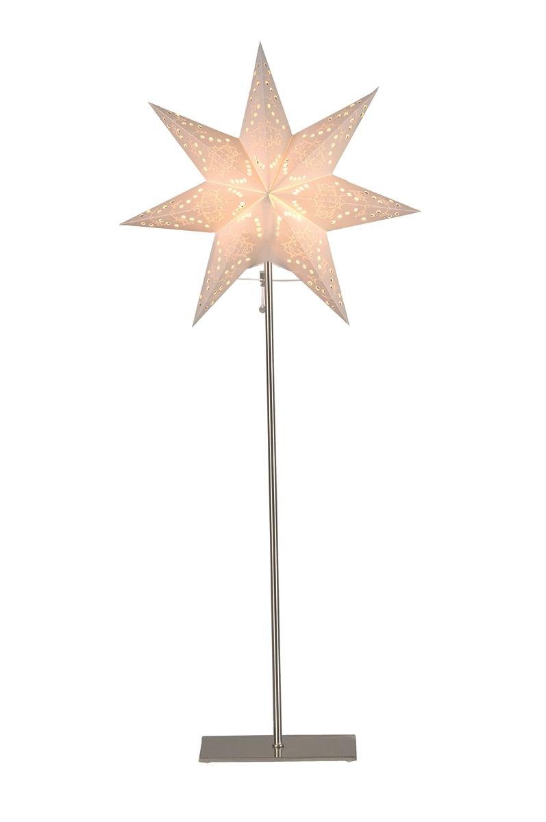 STAR TRADING LED Stern Papierstern Weihnachtsstern stehend 7-zackig 34cm E14 mit Kabel weiß