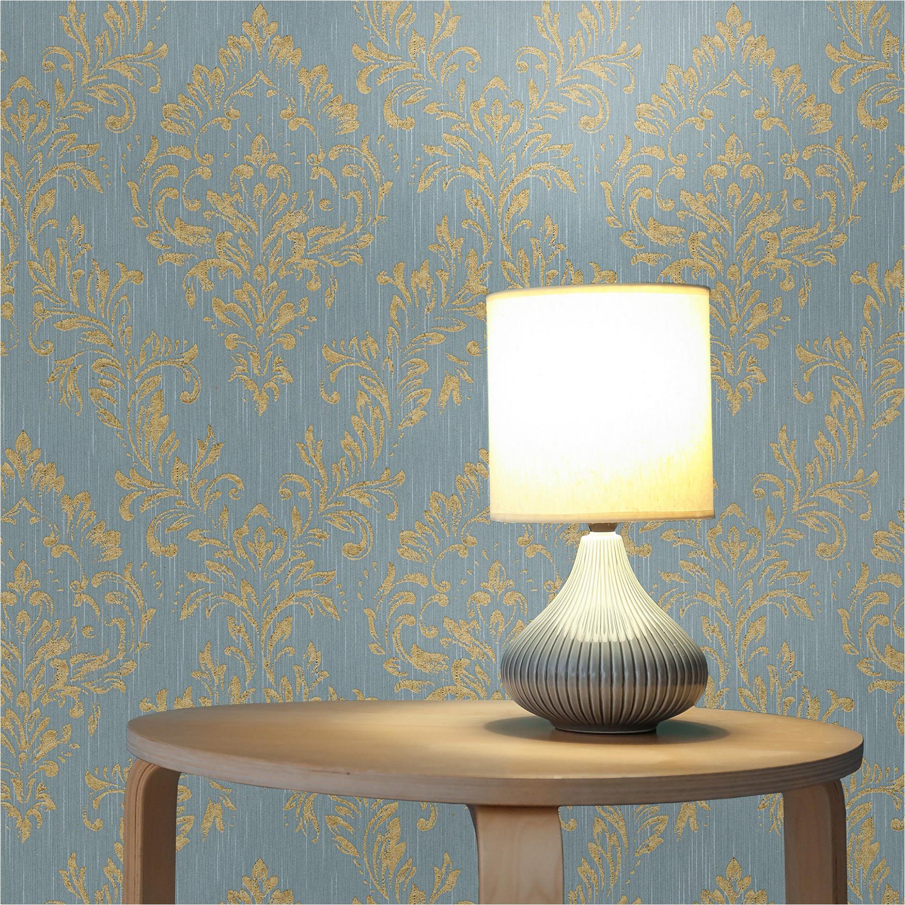 Vliestapete Tapete Barock Giulia M1-No.2179, Vliestapete, Gold, Blau, Ornament