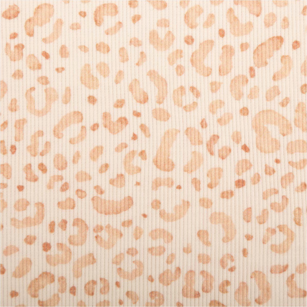 SCHÖNER LEBEN. Stoff Jersey Stoff Rippjersey Baumwolle Leo wollweiß beige 1,20m Breite, allergikergeeignet