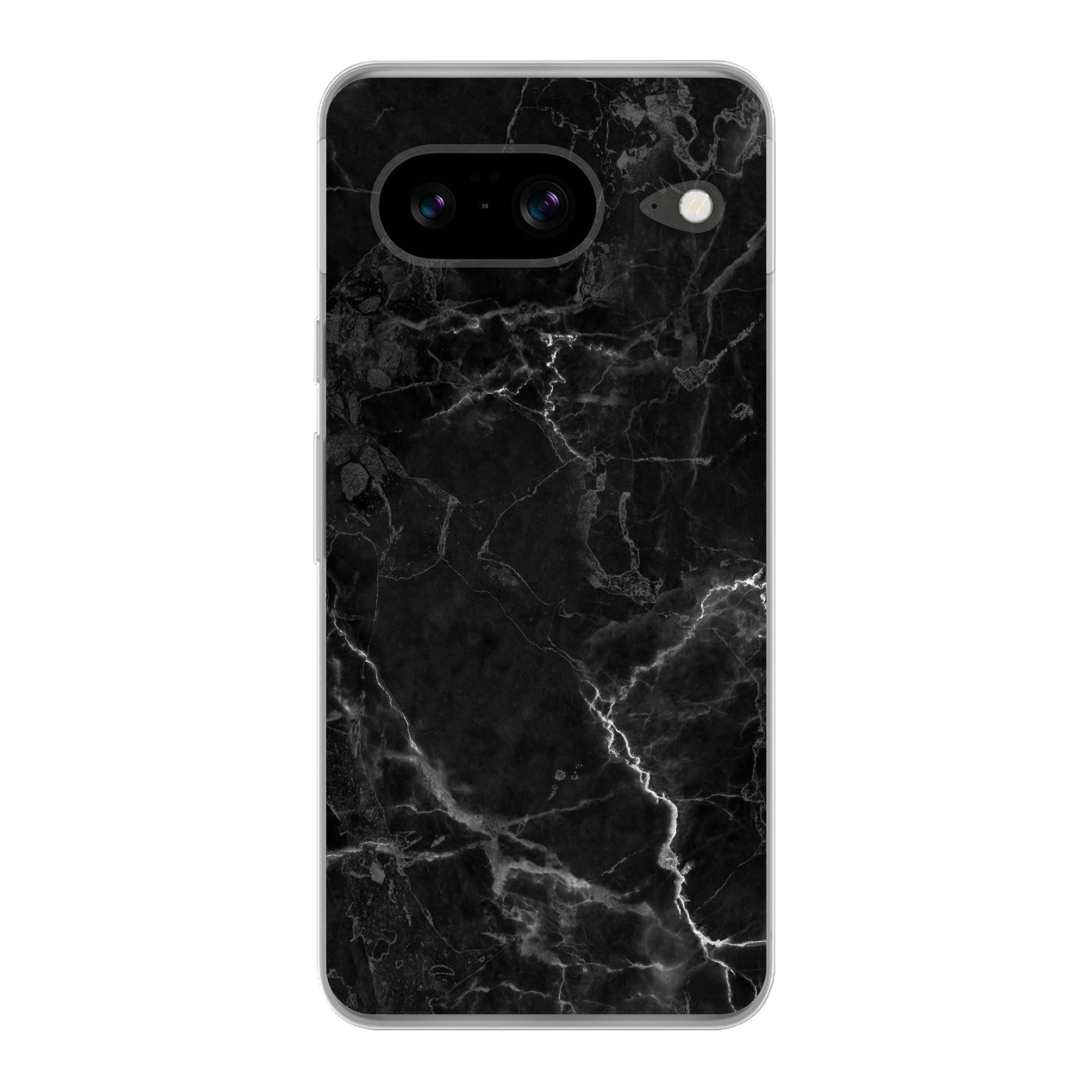 MuchoWow Handyhülle für Google Pixel 8 Marmor - Schwarz - Weiß - Textur - Marmoroptik, Handy Case, Silikon, Bumper Case Dünn