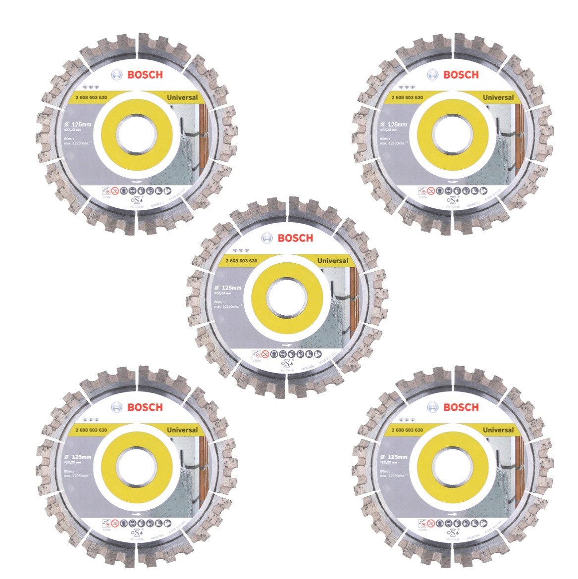 Thumbnail - Bosch Professional Trennscheiben Diamant Trennscheibe Set 5x Best for Universal 125 x 22,23 mm (5x 26