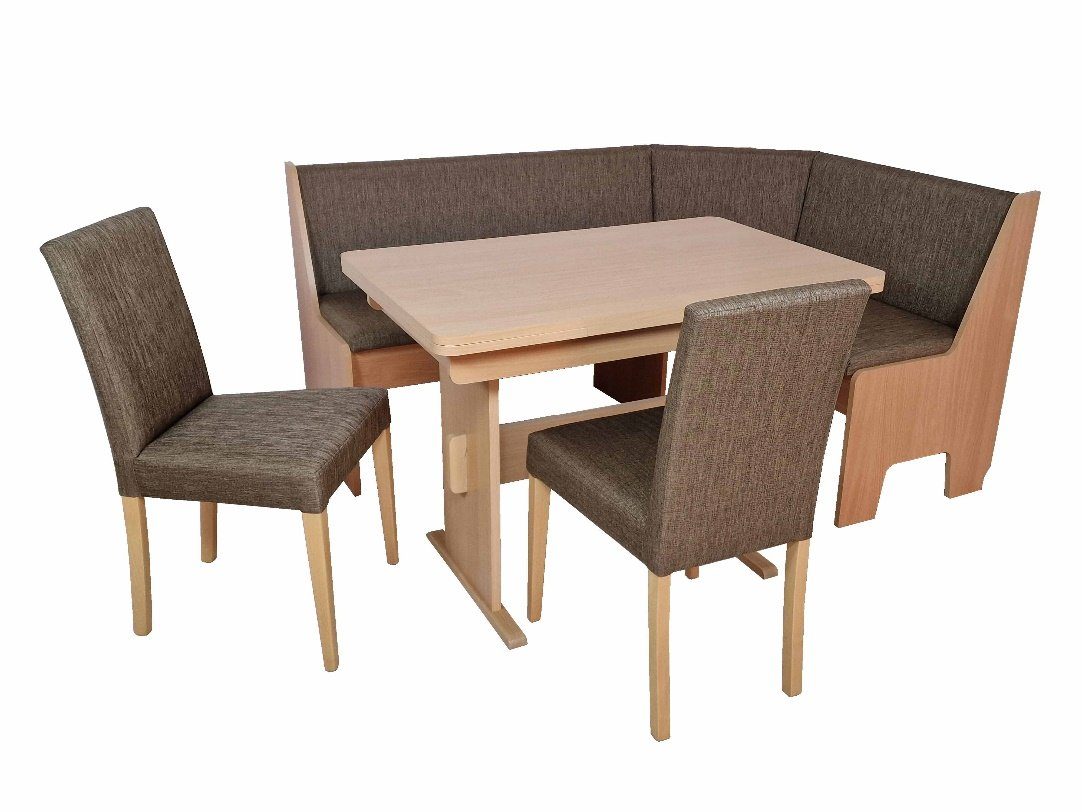 Beauty.Scouts Eckbankgruppe "Detroit III", 4er-Set, Winkelwangentisch, Stühle, Truheneckbank