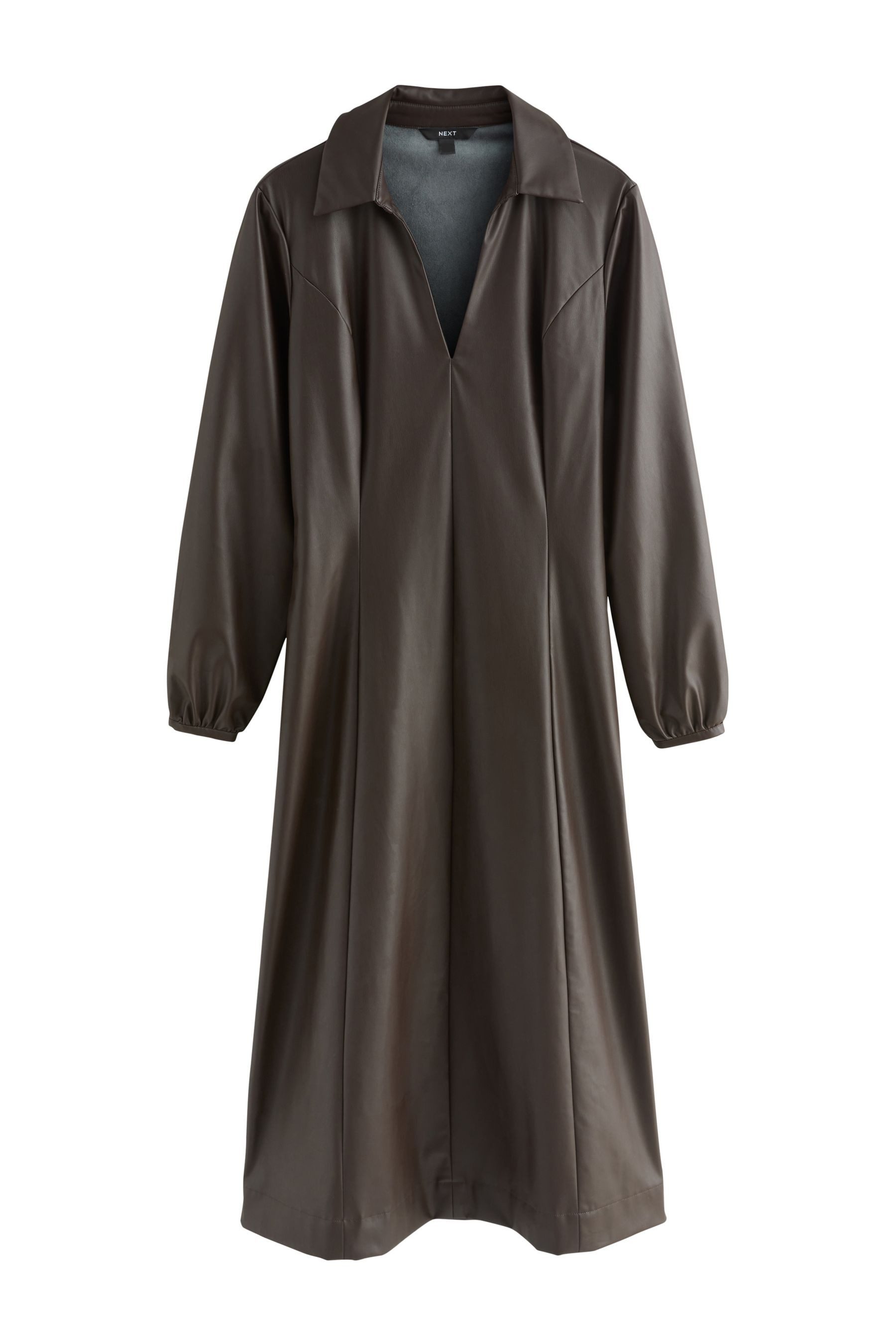 Next Midikleid Midi-Hemdkleid aus Kunstleder (1-tlg)