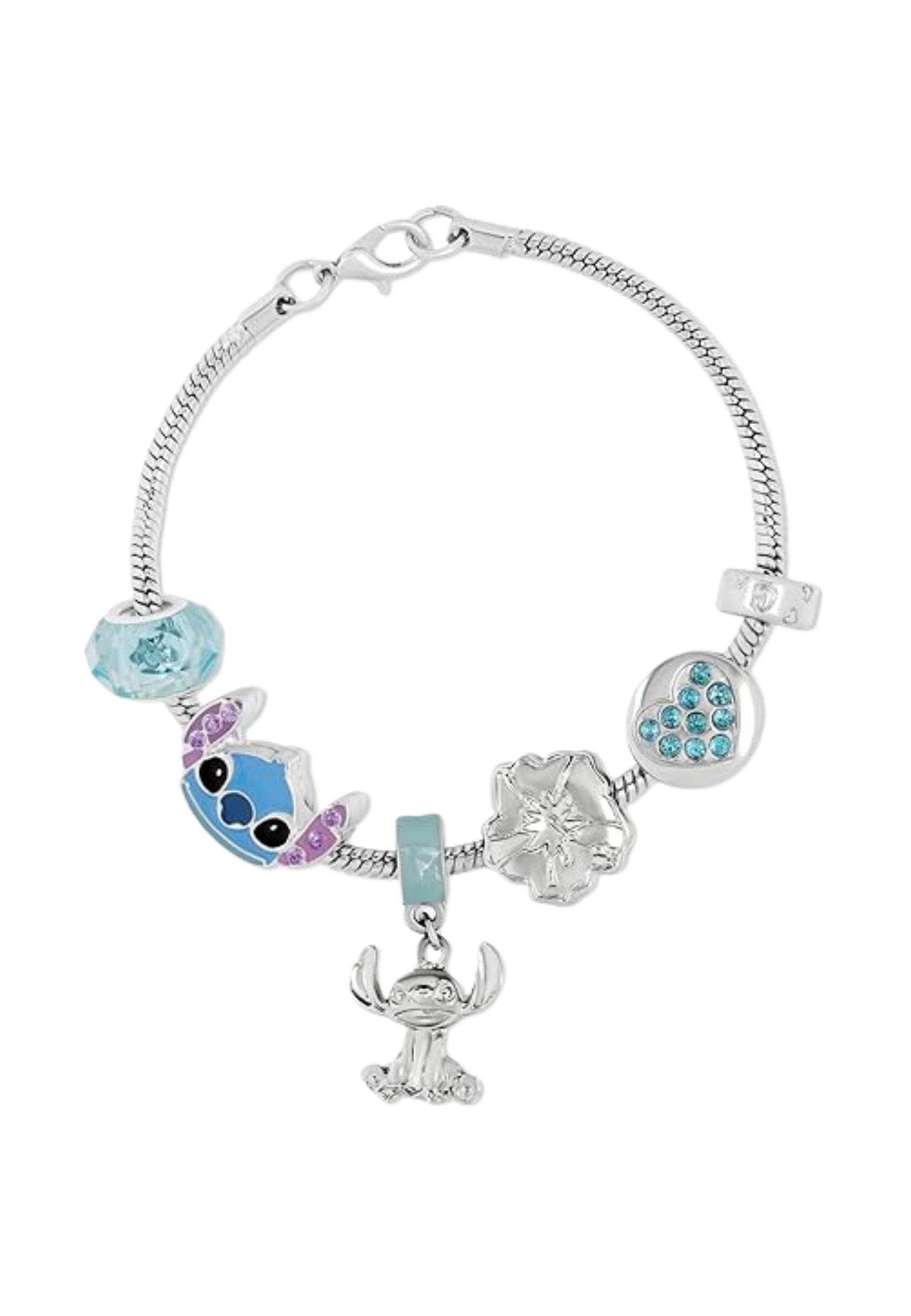 Disney Armband Versilbertes Stitch Charm-Armband (Set)