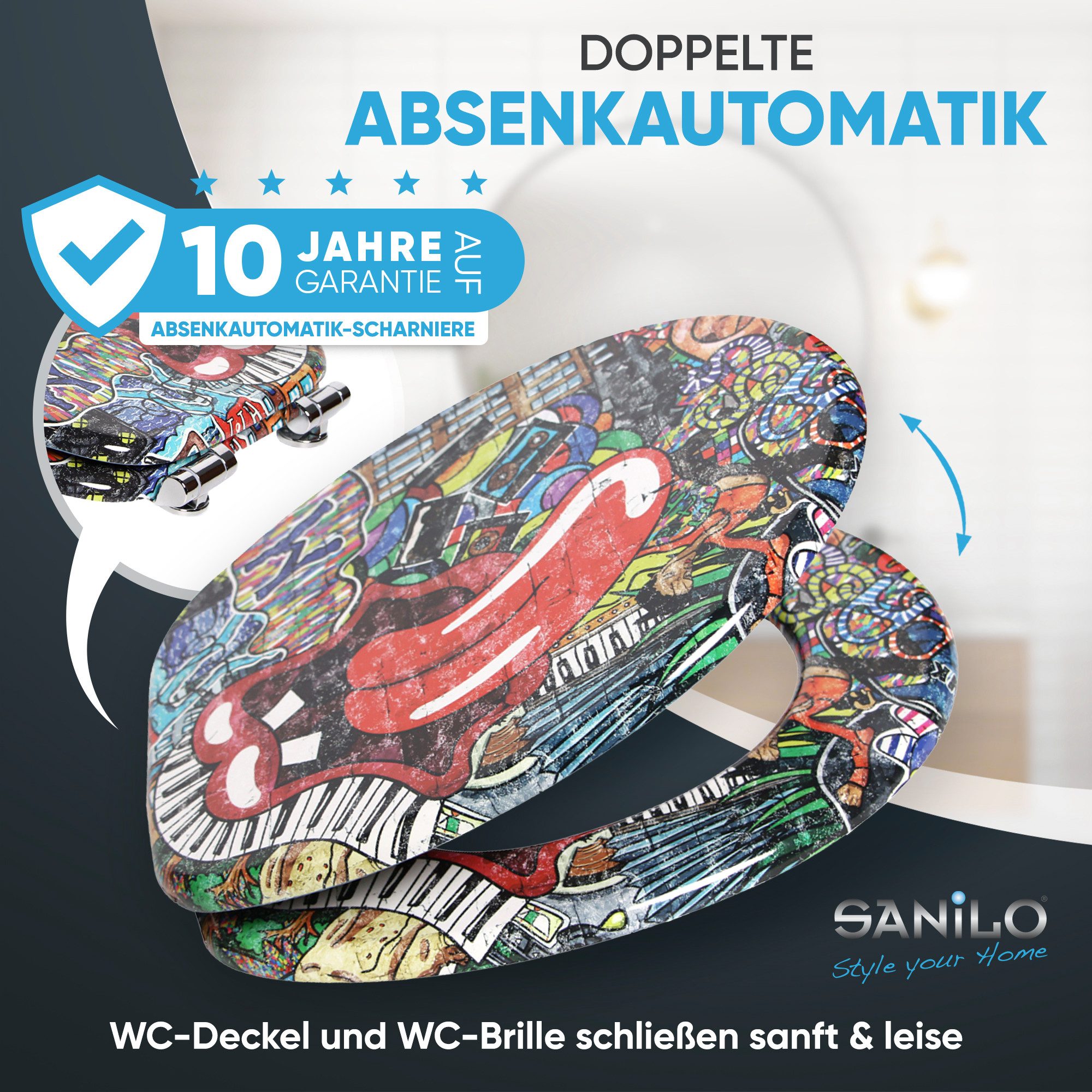 Sanilo WC-Sitz mit Absenkautomatik, viele schöne Toilettensitze direkt vom Hersteller, Premium Toilettendeckel, moderner Klodeckel, leichte Montage
